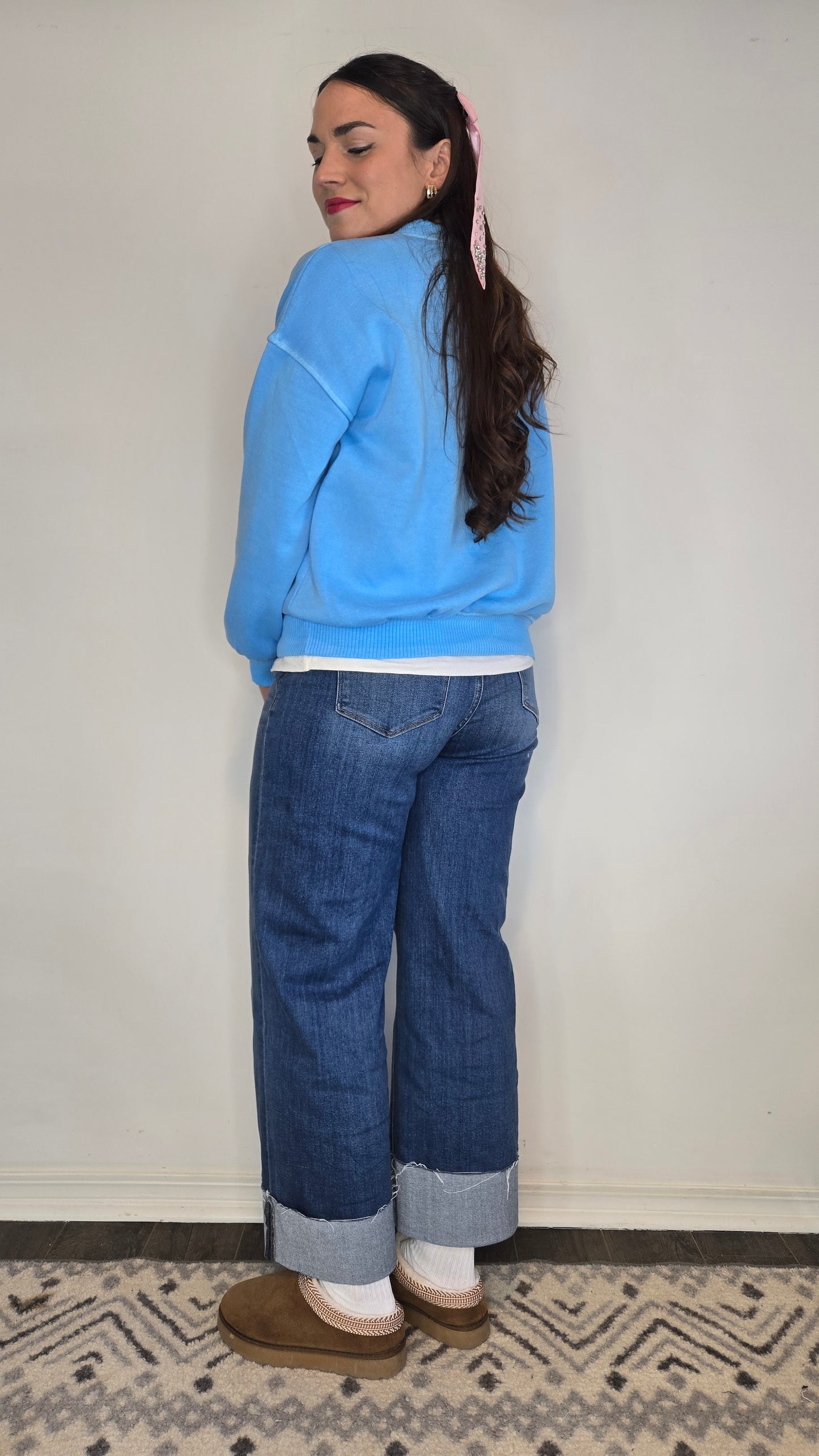 Sky Blue Fleece Pullover Sweatshirt "Venus"