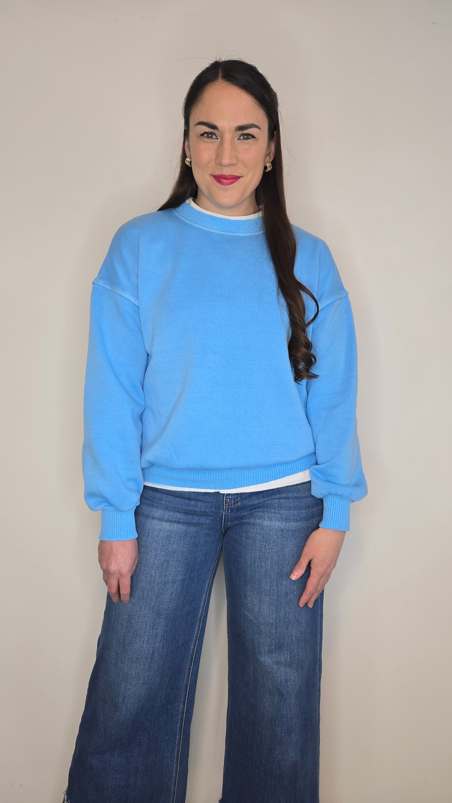 Sky Blue Fleece Pullover Sweatshirt "Venus"