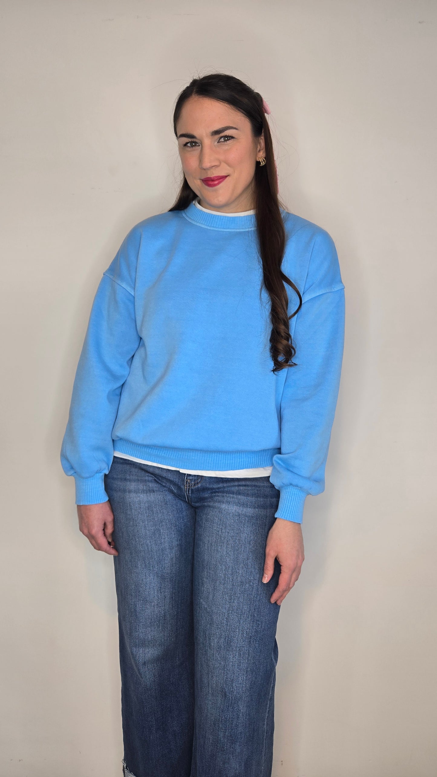 Sky Blue Fleece Pullover Sweatshirt "Venus"