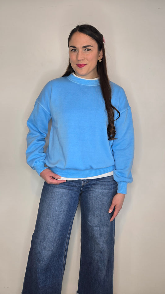 Sky Blue Fleece Pullover Sweatshirt "Venus"