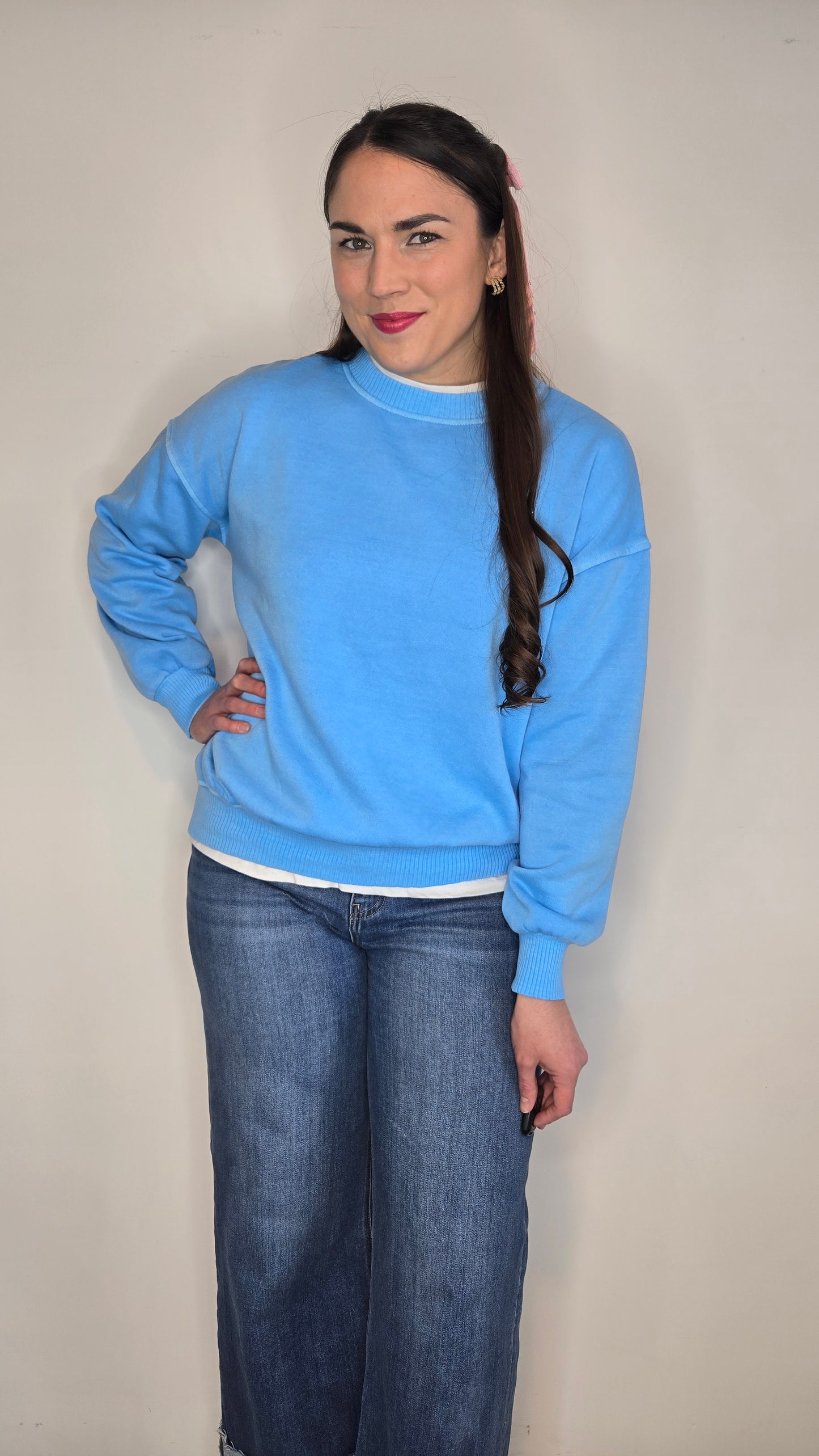 Sky Blue Fleece Pullover Sweatshirt "Venus"