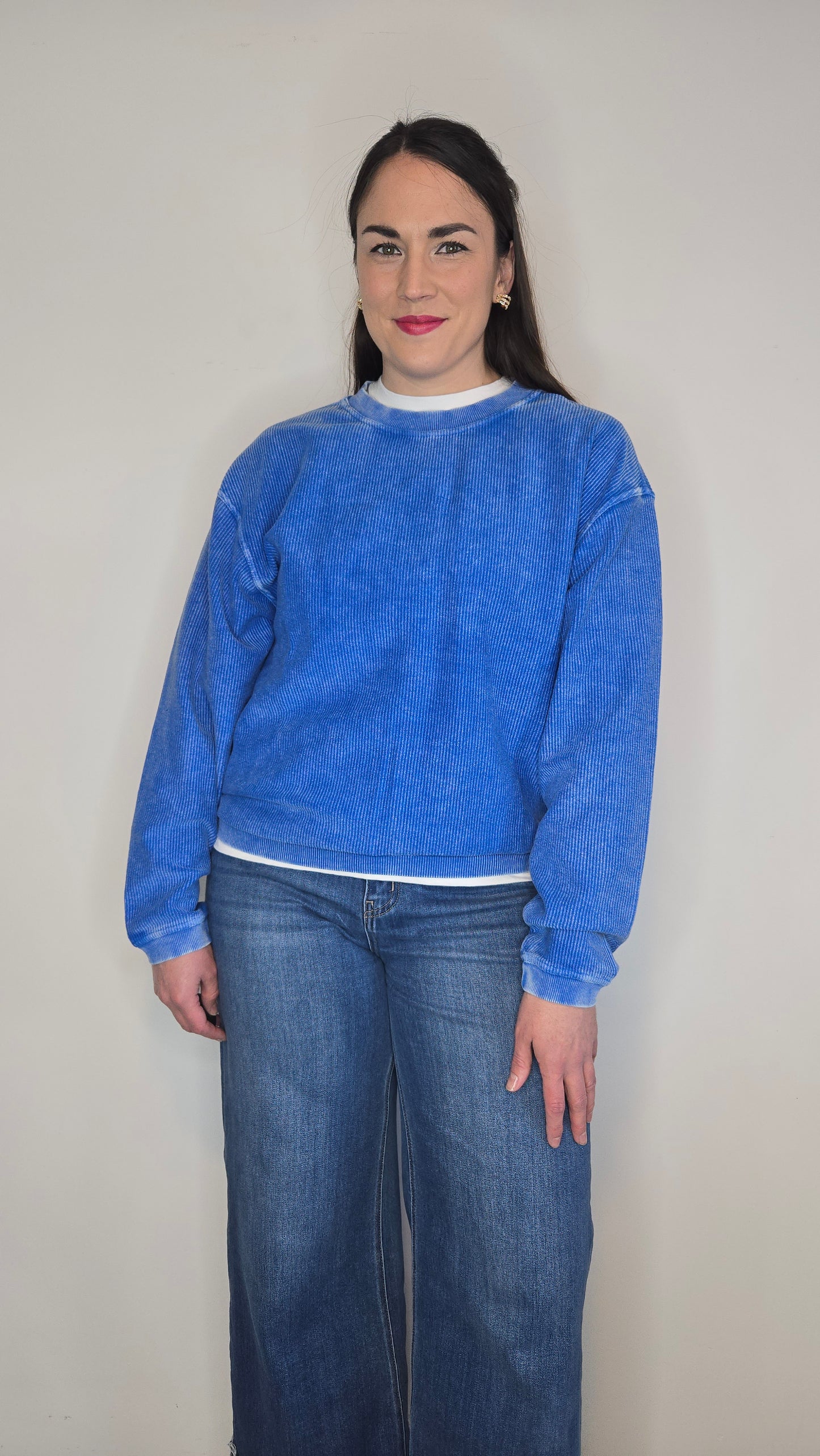 Royal Blue Luxe Corded Oversized Sweatshirt "Paris"