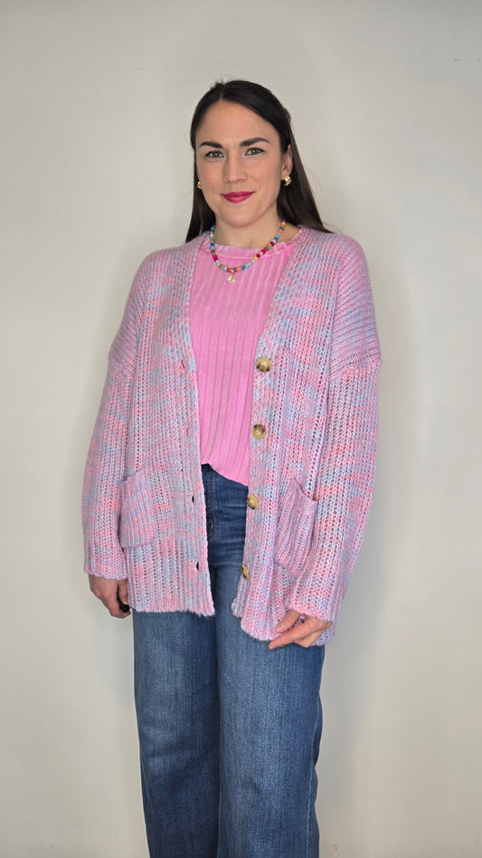 Pink/Blue Knit Cardigan "Amara"