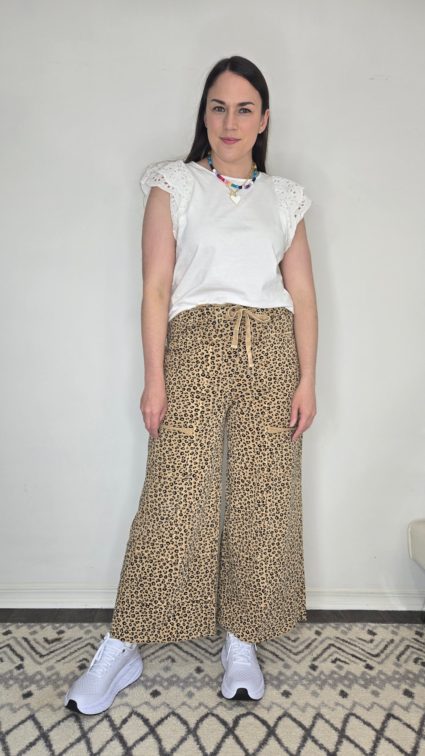 Leopard Terry Knit Wide Leg Lifestyle Lounge Pants "Zarra"