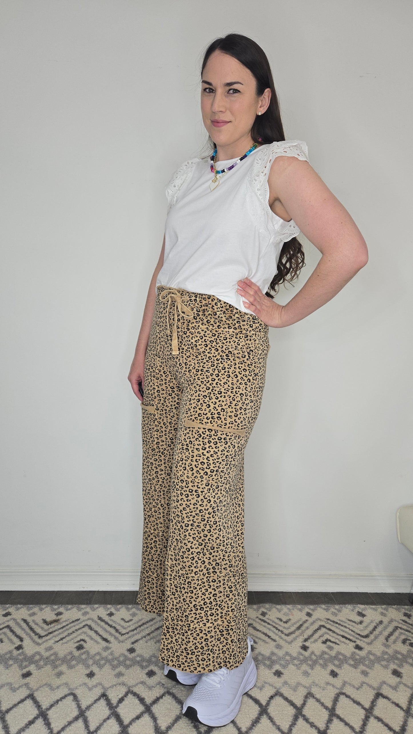 Leopard Terry Knit Wide Leg Lifestyle Lounge Pants "Zarra"
