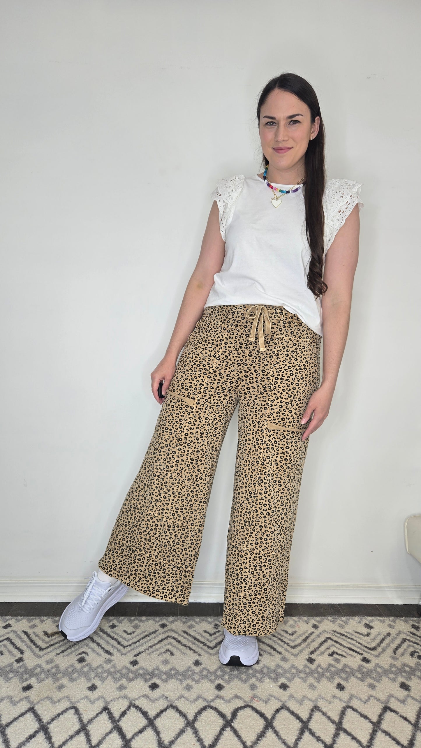 Leopard Terry Knit Wide Leg Lifestyle Lounge Pants "Zarra"