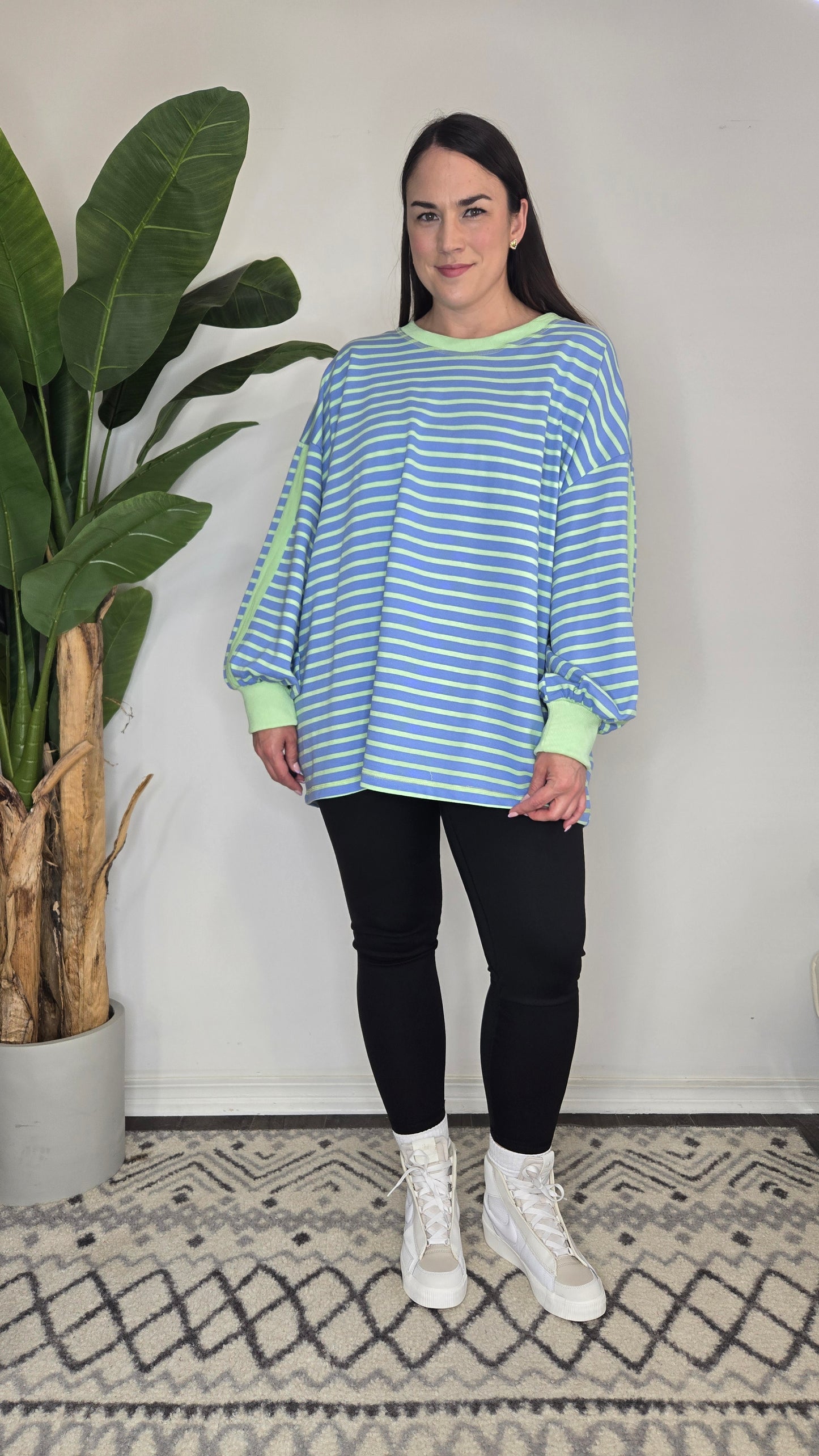 Blue/Green Oversize Stripe Top "Bree"