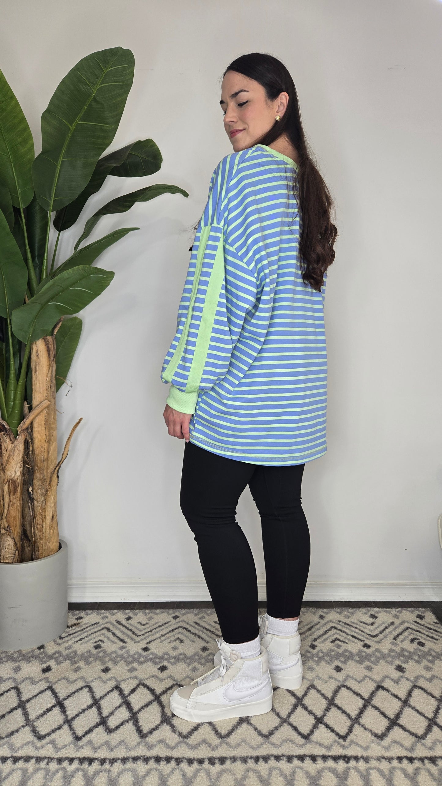 Blue/Green Oversize Stripe Top "Bree"