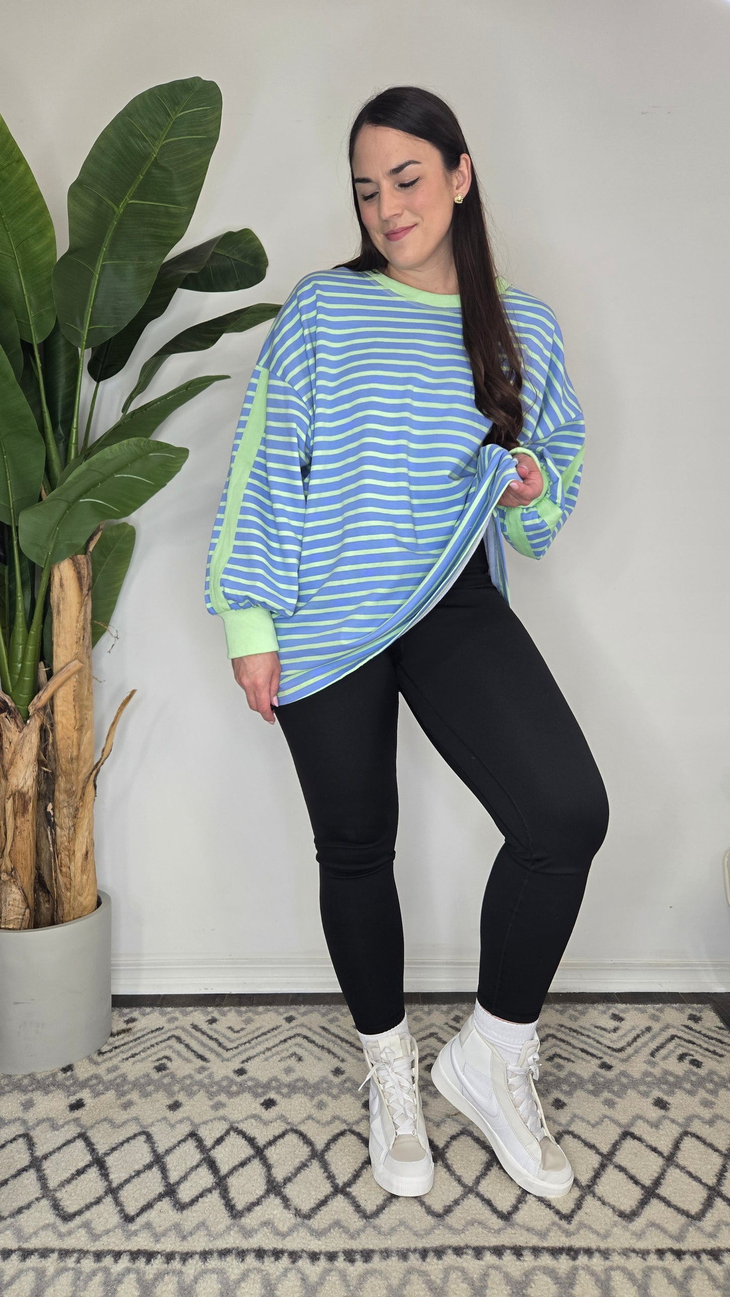 Blue/Green Oversize Stripe Top "Bree"