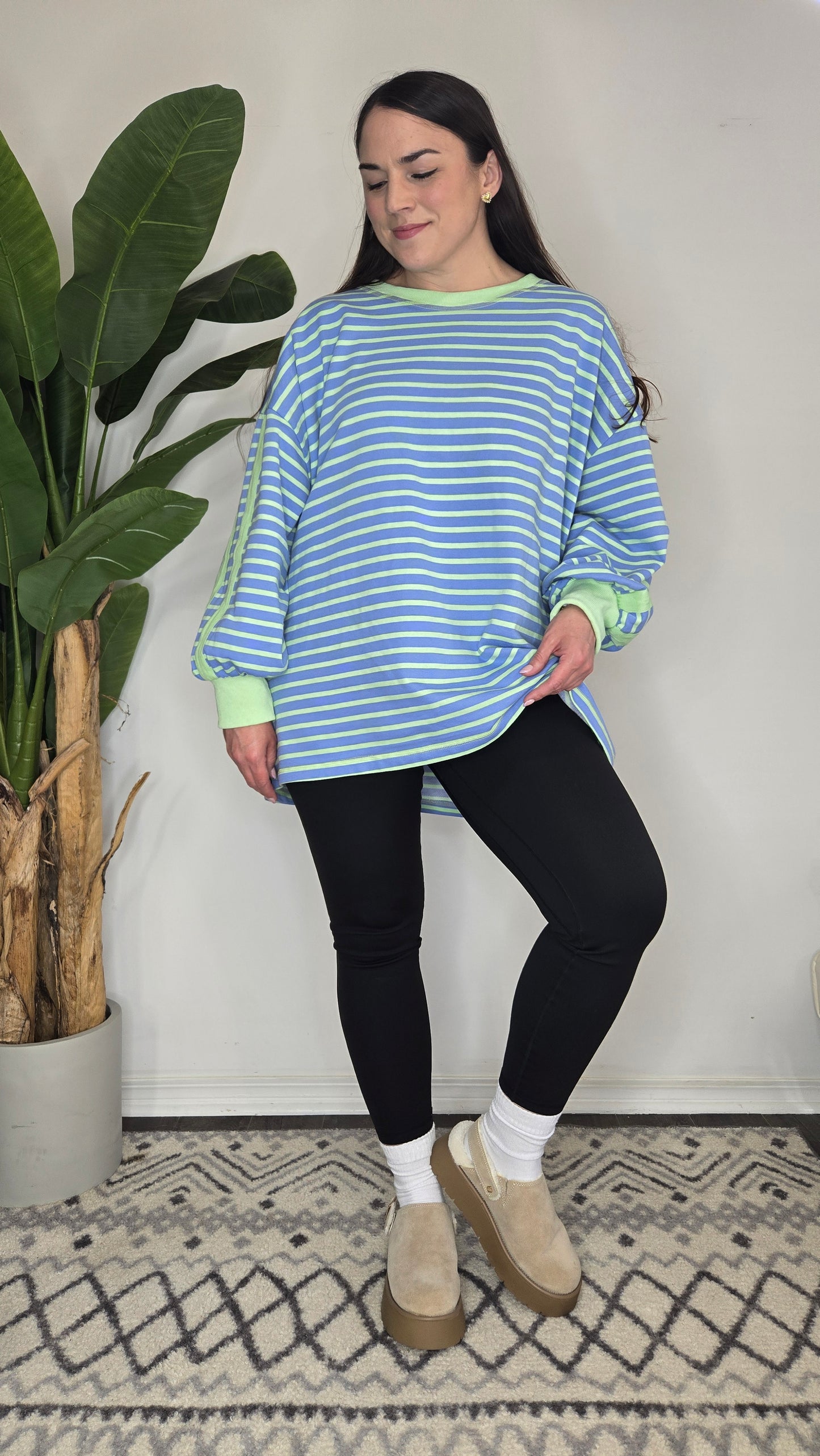 Blue/Green Oversize Stripe Top "Bree"