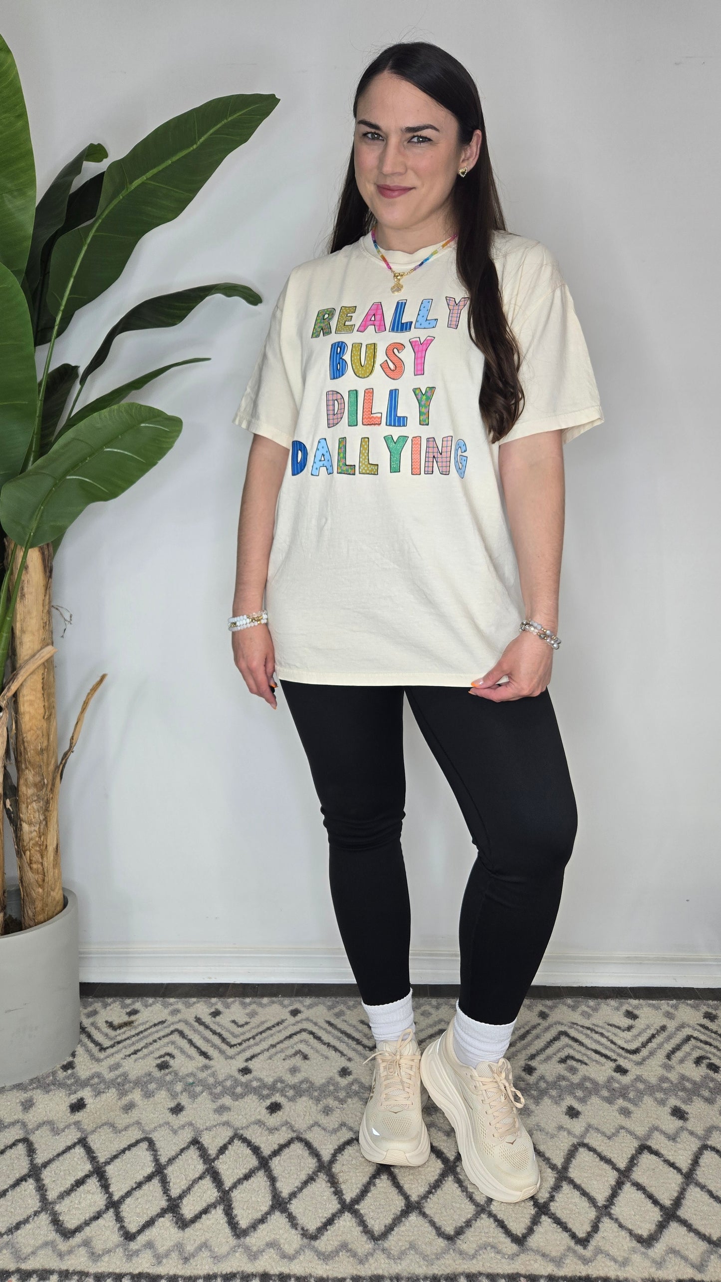 Cream Really Busy Dilly Dallying Graphic Tee "Dal"