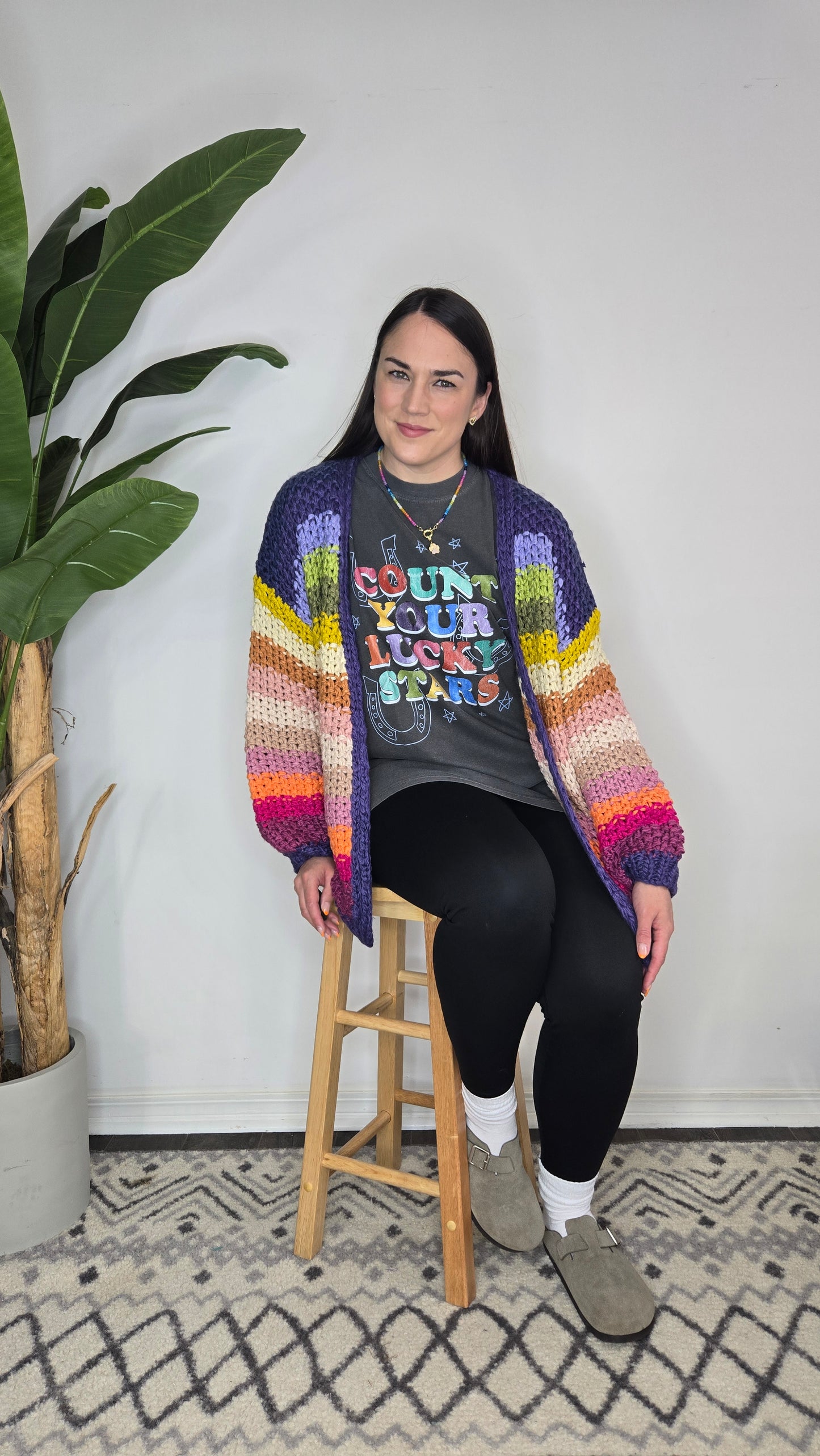 Rainbow Colorful Stripe Crochet Cardigan "Rayne"