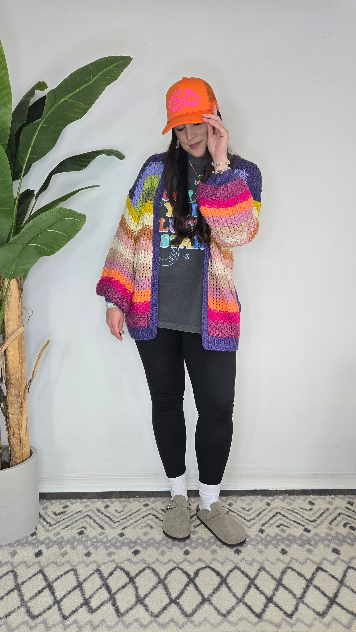 Rainbow Colorful Stripe Crochet Cardigan "Rayne"