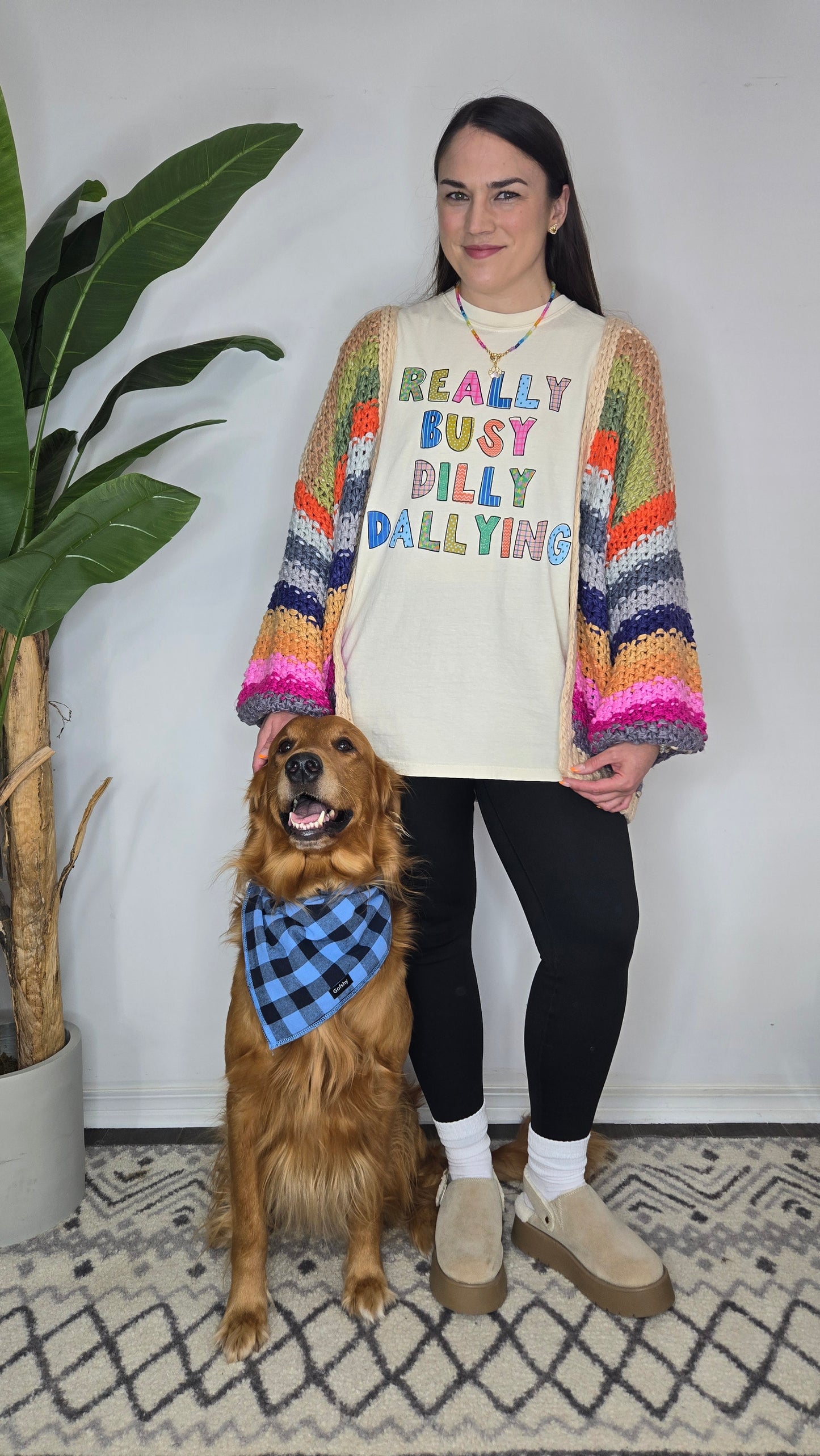 Cream Colorful Stripe Crochet Cardigan "Crissy"