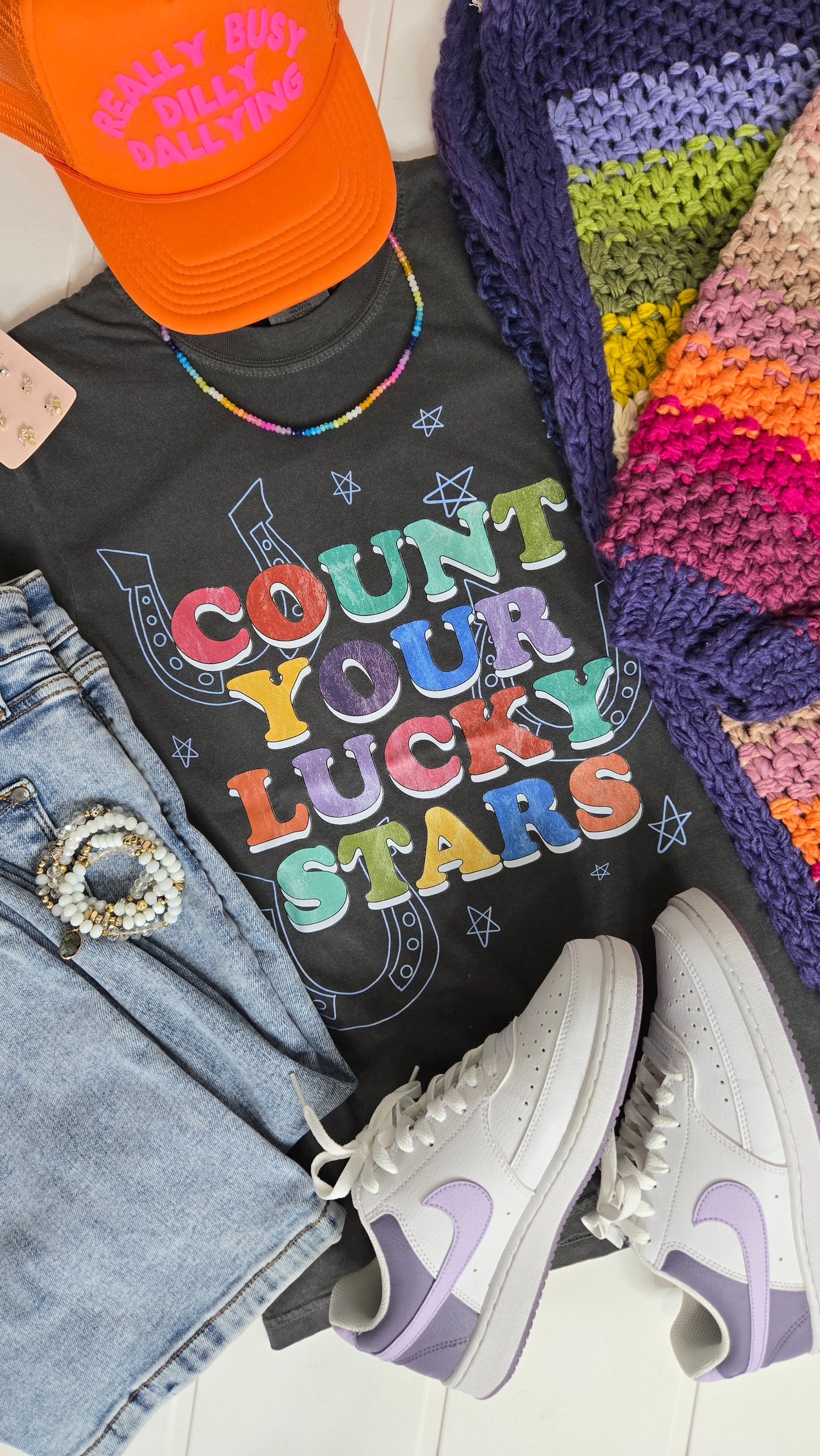 Charcoal Count Your Lucky Stars Graphic Tee "Star"