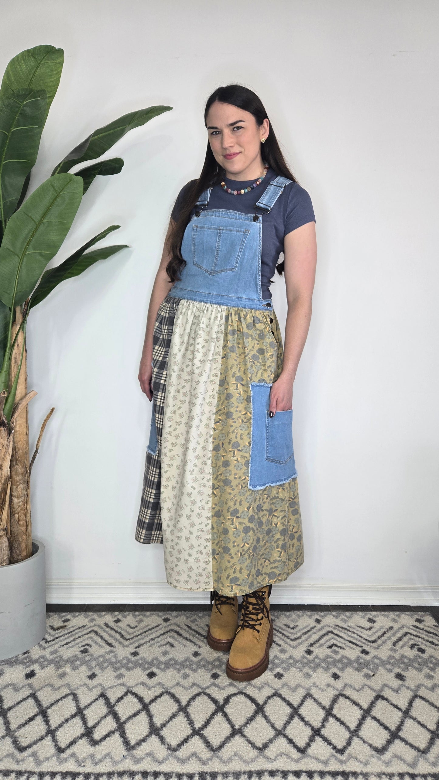 Denim Patchwork Overall Dress "Marlowe"