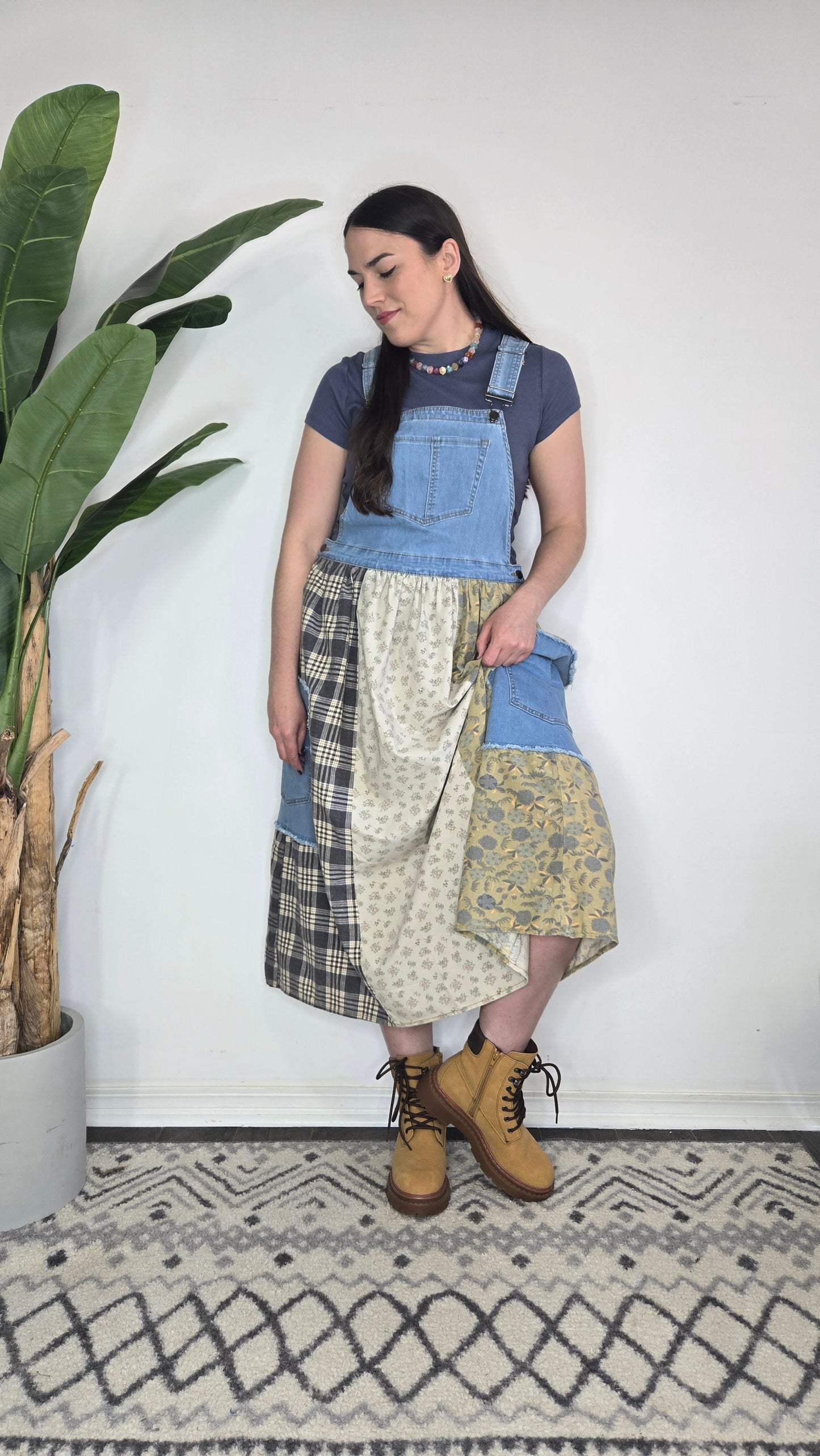 Denim Patchwork Overall Dress "Marlowe"