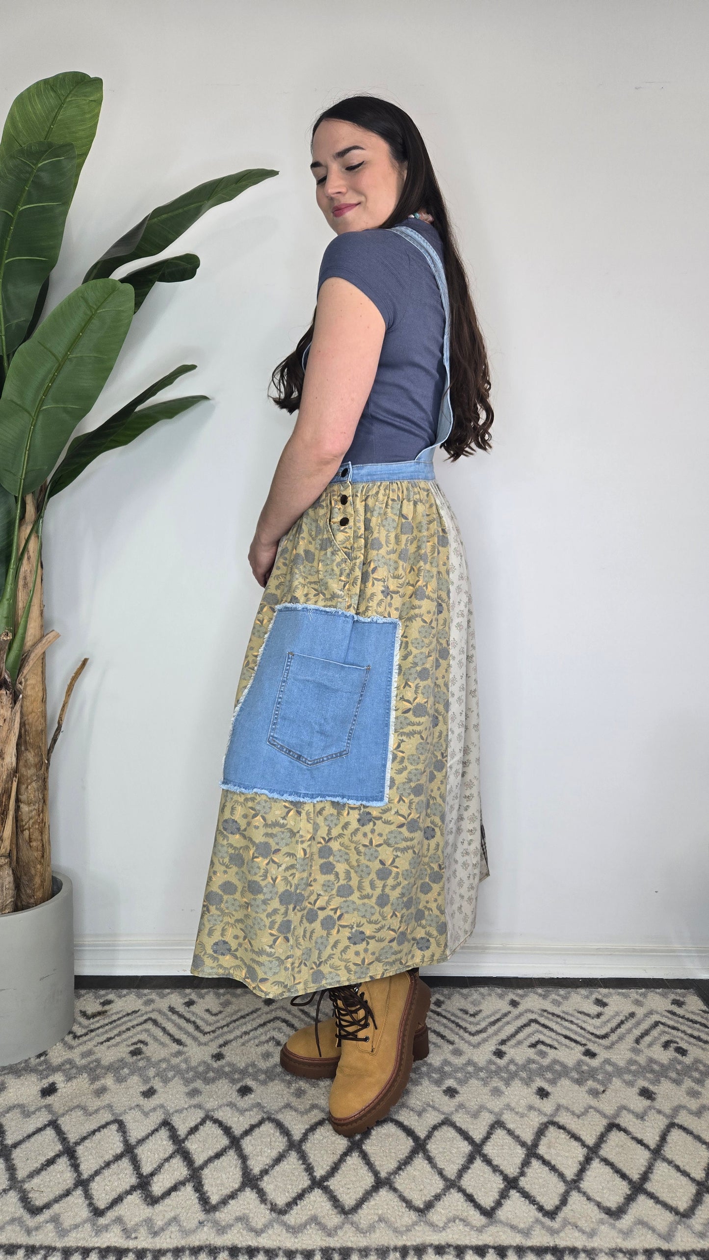 Denim Patchwork Overall Dress "Marlowe"