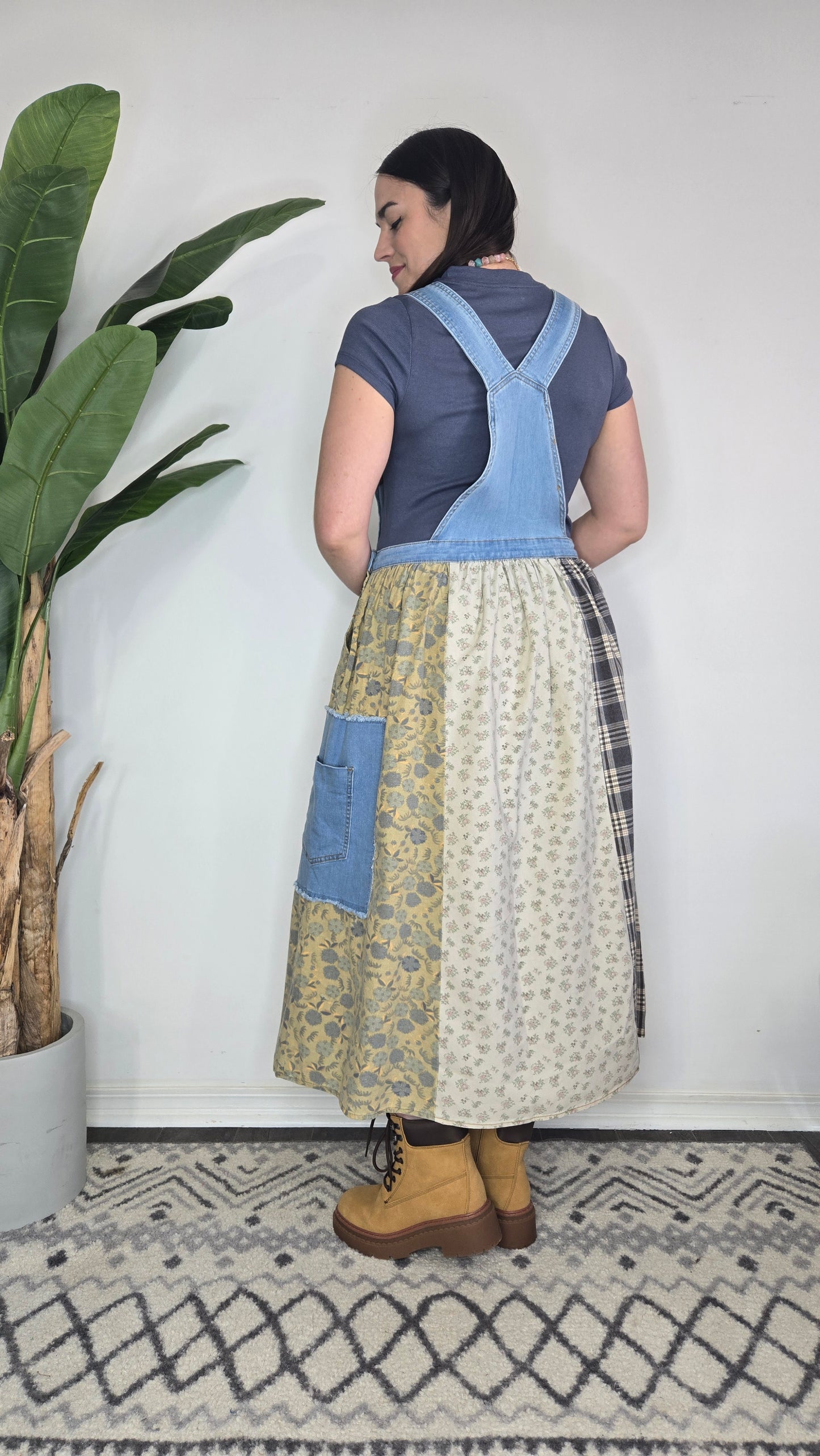 Denim Patchwork Overall Dress "Marlowe"