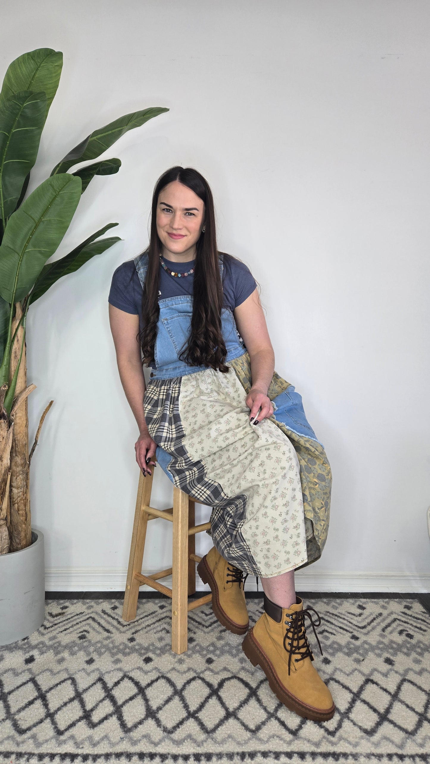 Denim Patchwork Overall Dress "Marlowe"