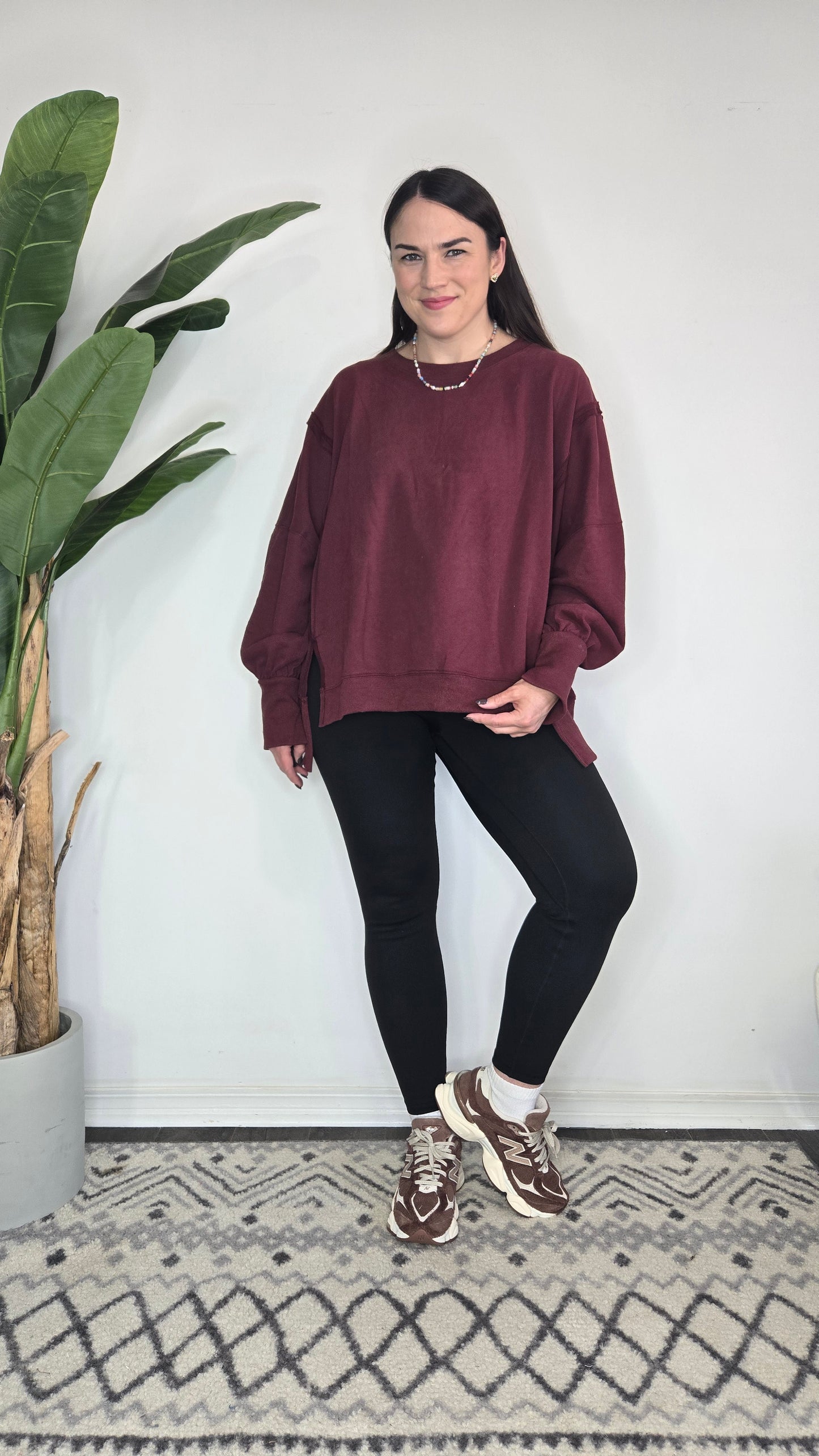 Burgundy Oversize Sweatshirt "Leigh"