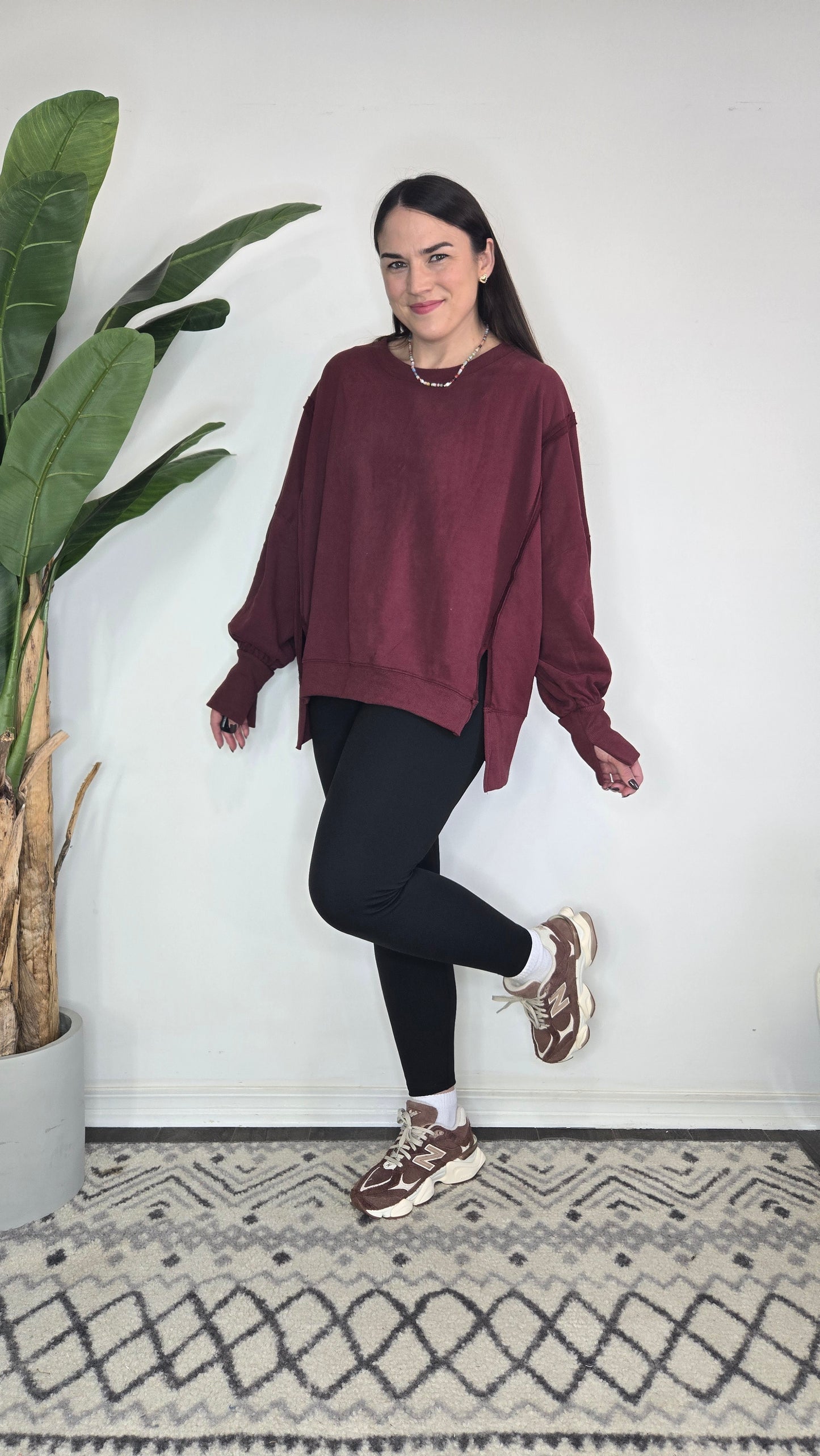 Burgundy Oversize Sweatshirt "Leigh"