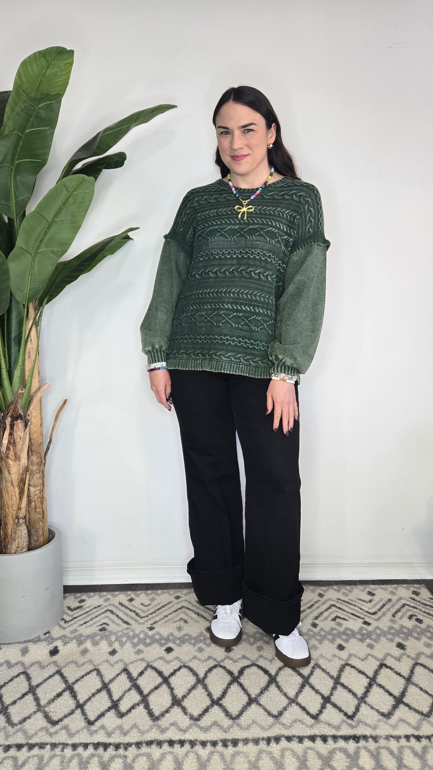 Pine Cable Knit Sweater "Stella"