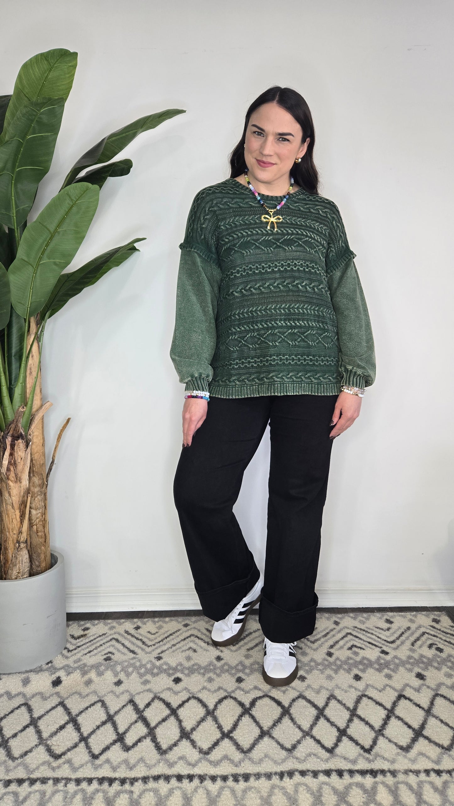 Pine Cable Knit Sweater "Stella"