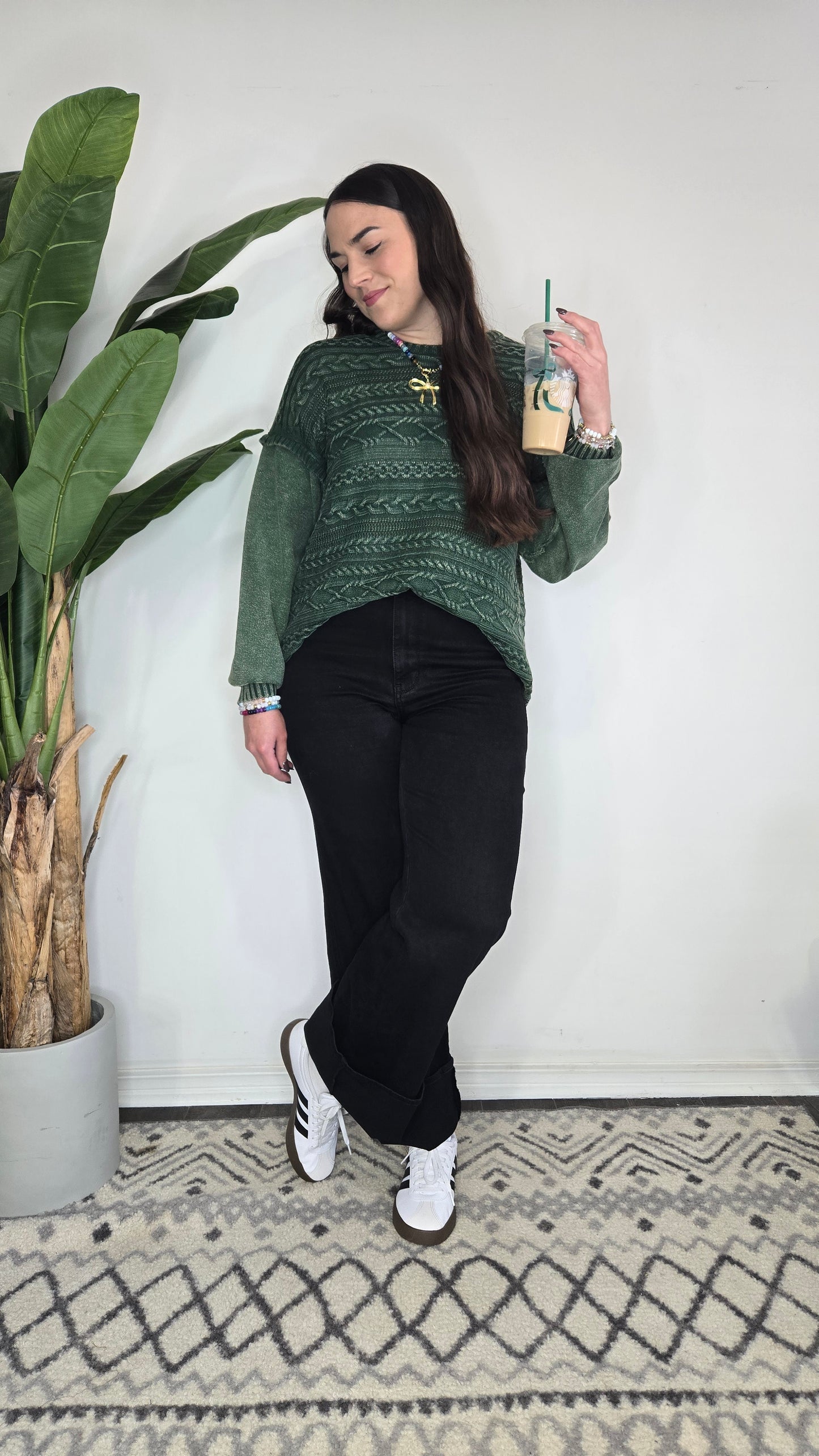 Pine Cable Knit Sweater "Stella"