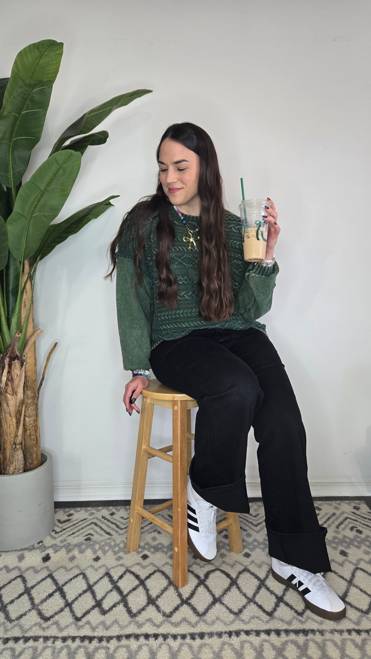 Pine Cable Knit Sweater "Stella"