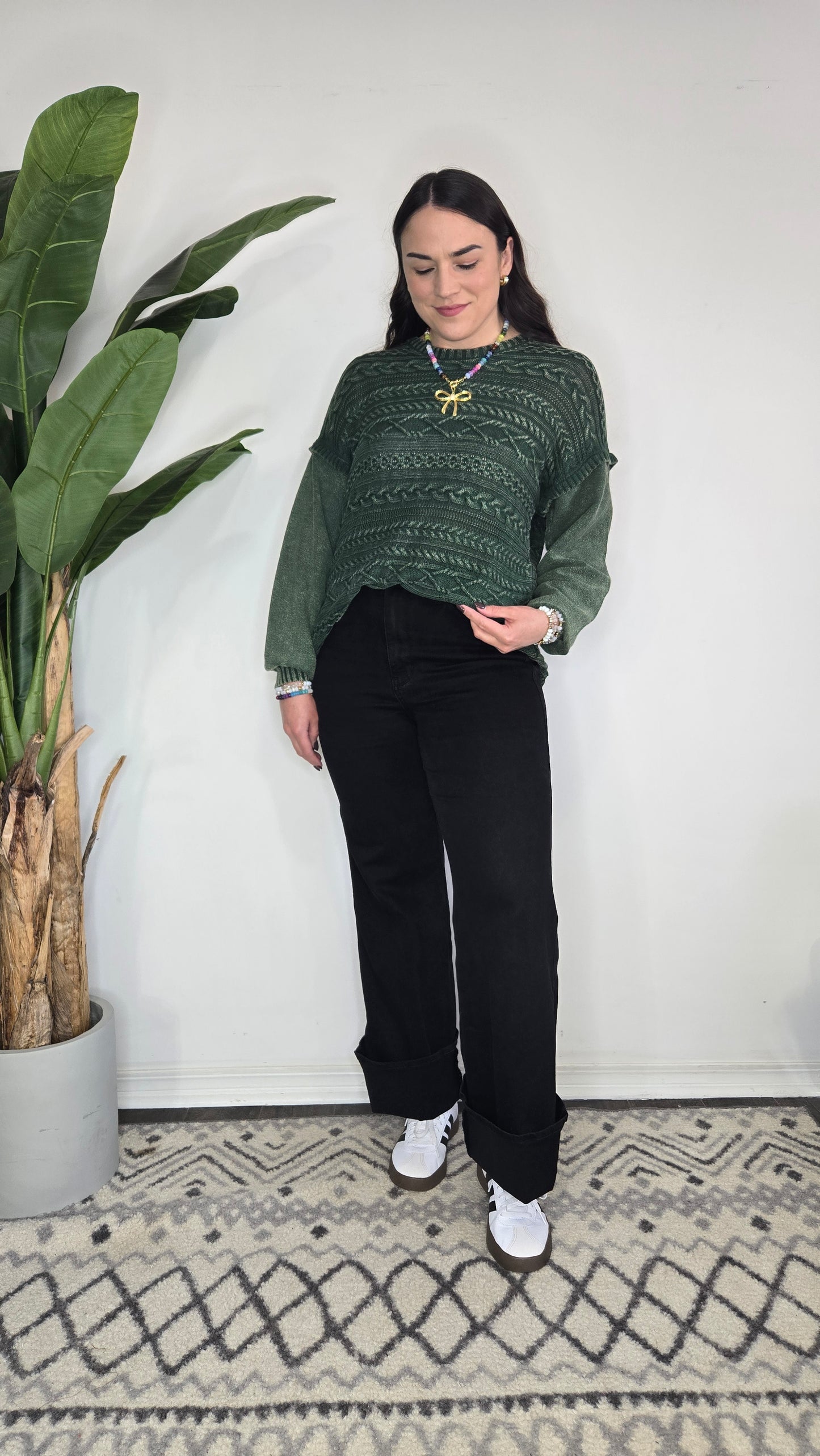 Pine Cable Knit Sweater "Stella"