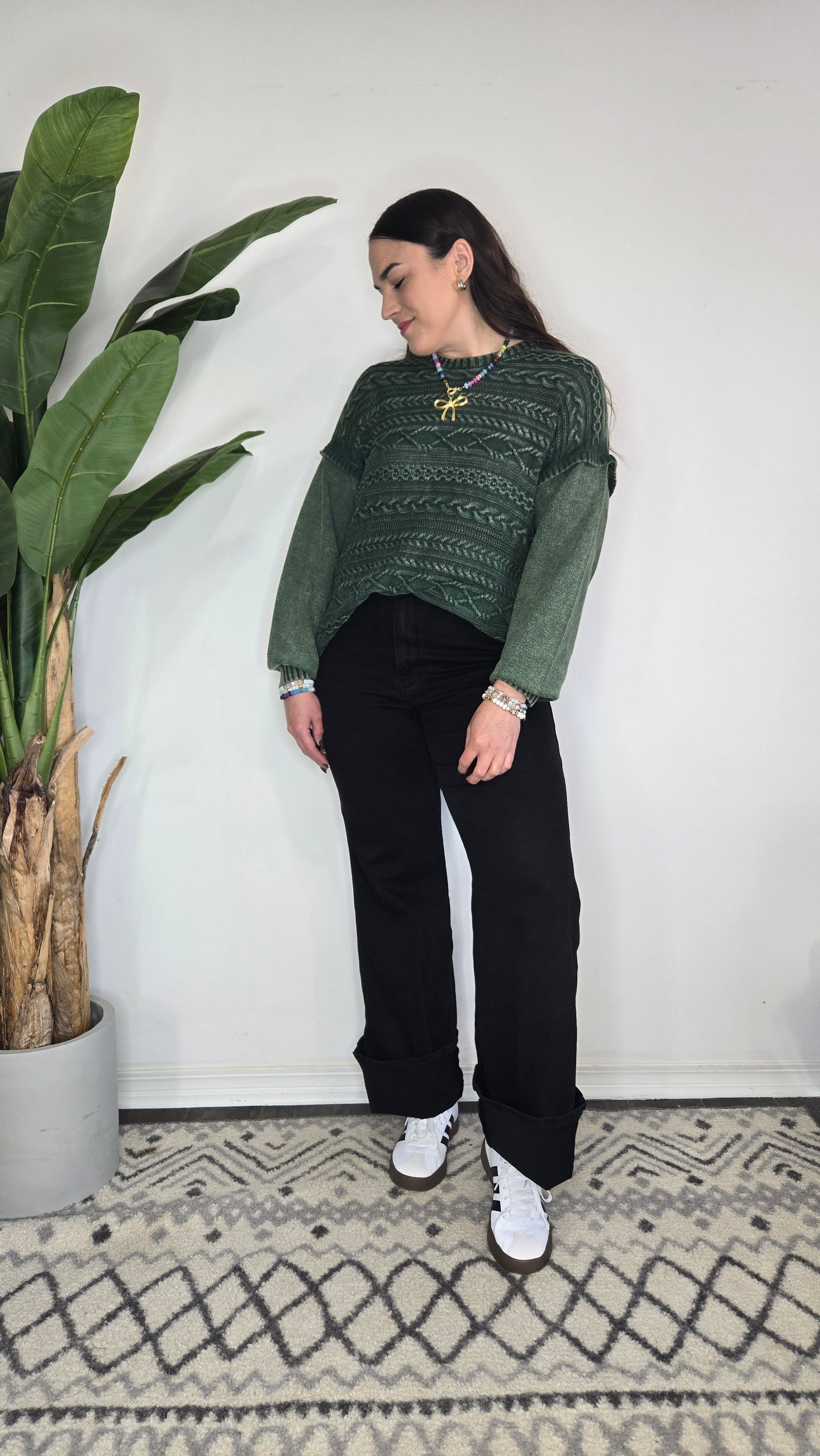 Pine Cable Knit Sweater "Stella"