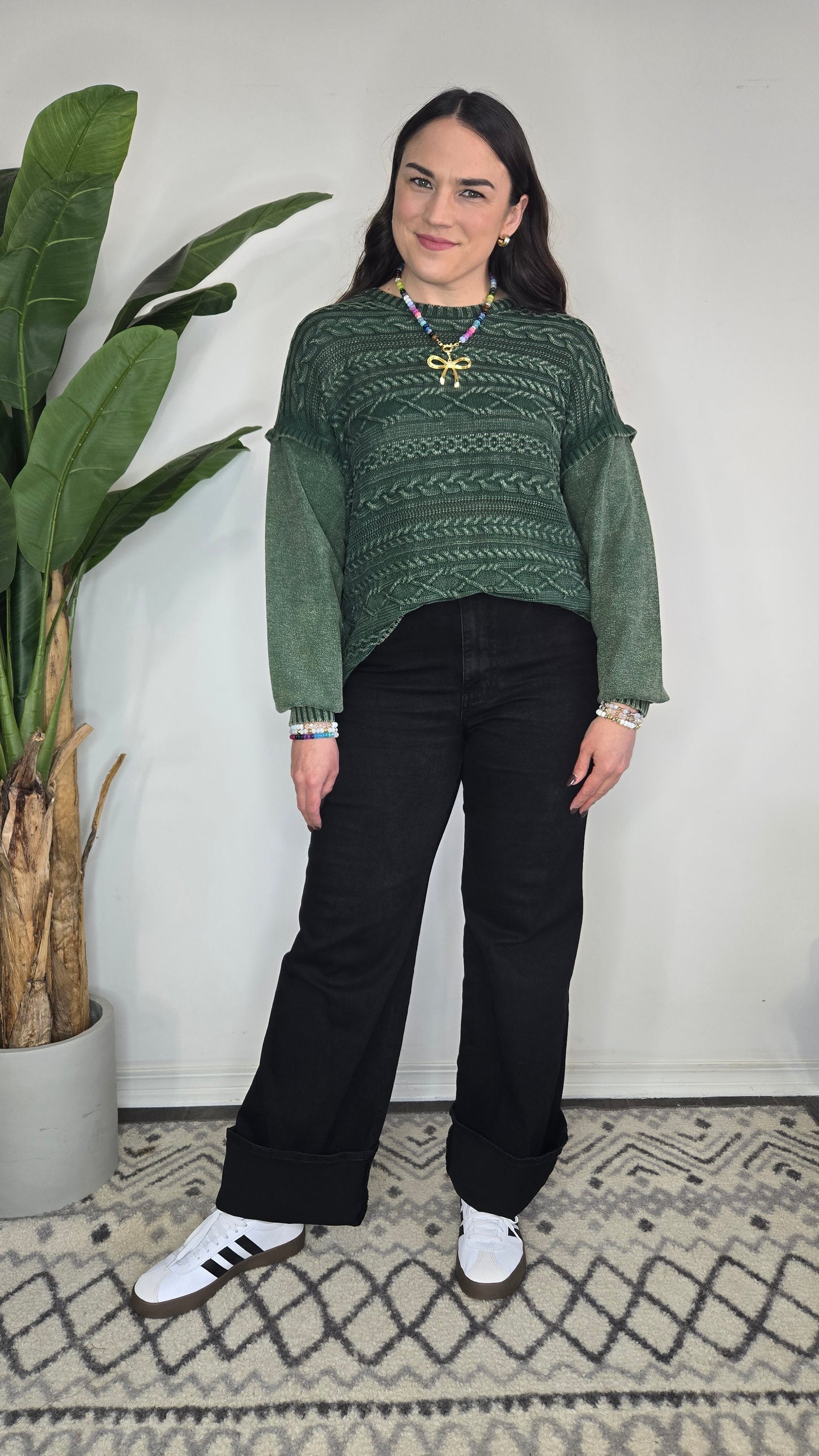 Pine Cable Knit Sweater "Stella"