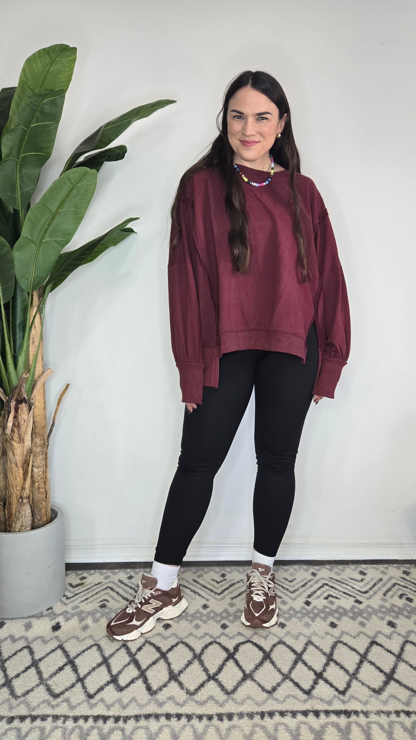 Burgundy Oversize Sweatshirt "Leigh"