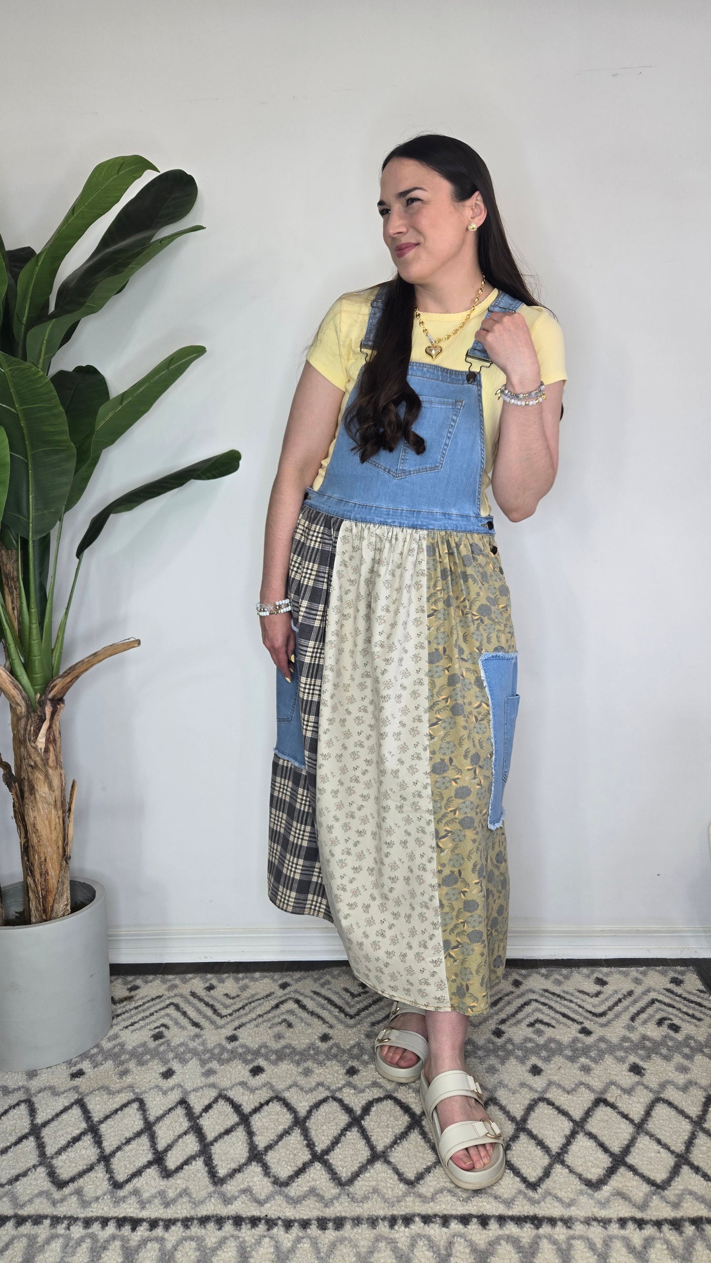 Denim Patchwork Overall Dress "Marlowe"