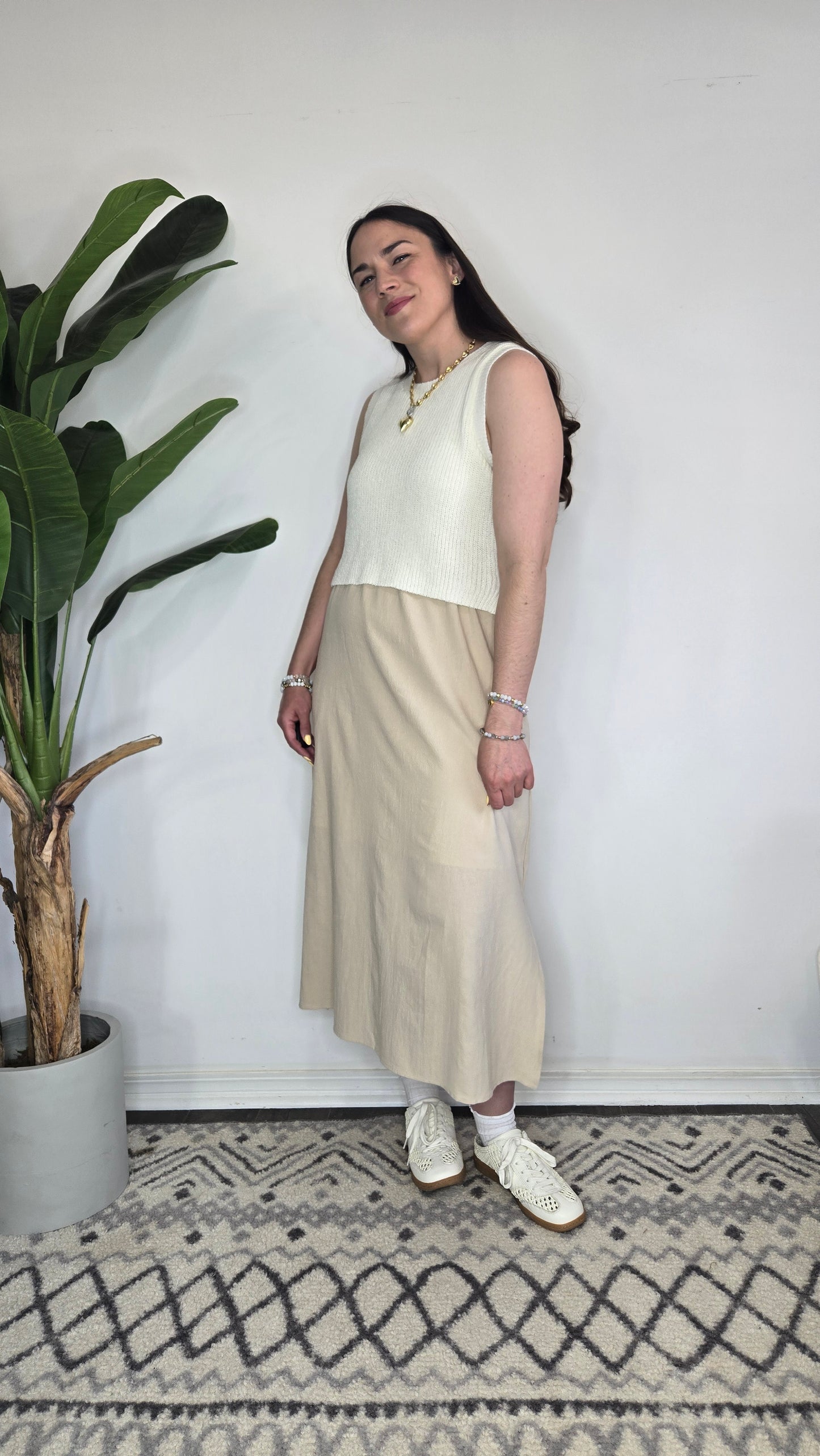 Sadie Mixed Media Midi Dress