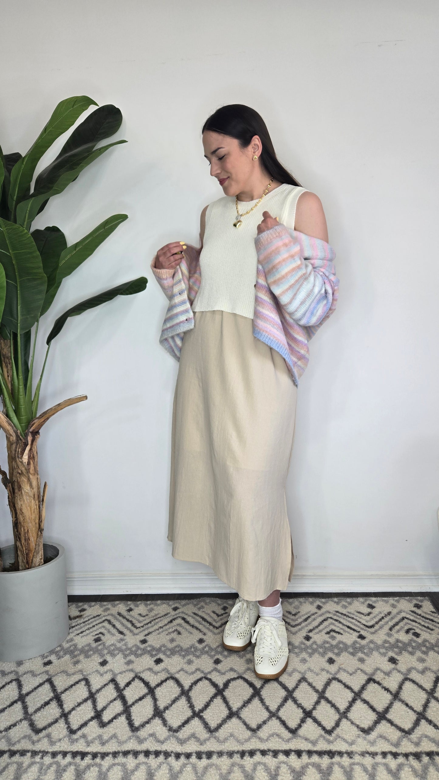 Sadie Mixed Media Midi Dress