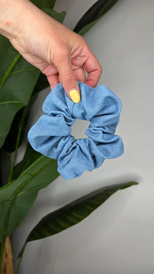 Baby Blue Jean Oversized Scrunchie