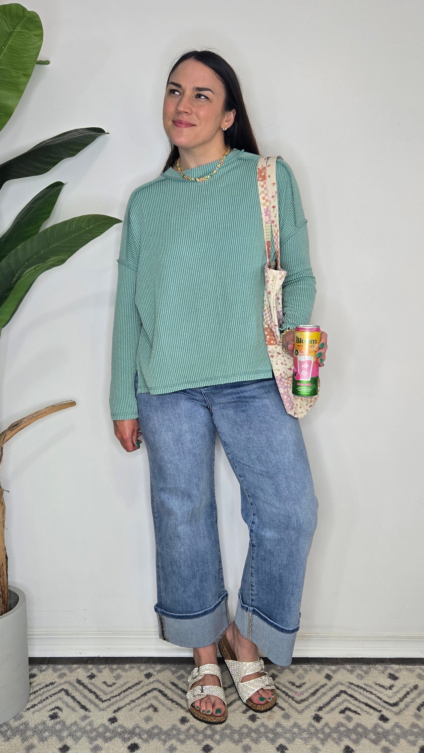 Nellie Ribbed Top - Light Jade