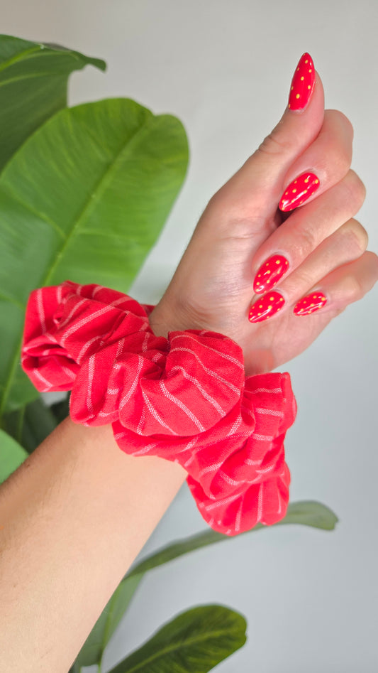 Red Stripe Jumbo Scrunchie- Restock