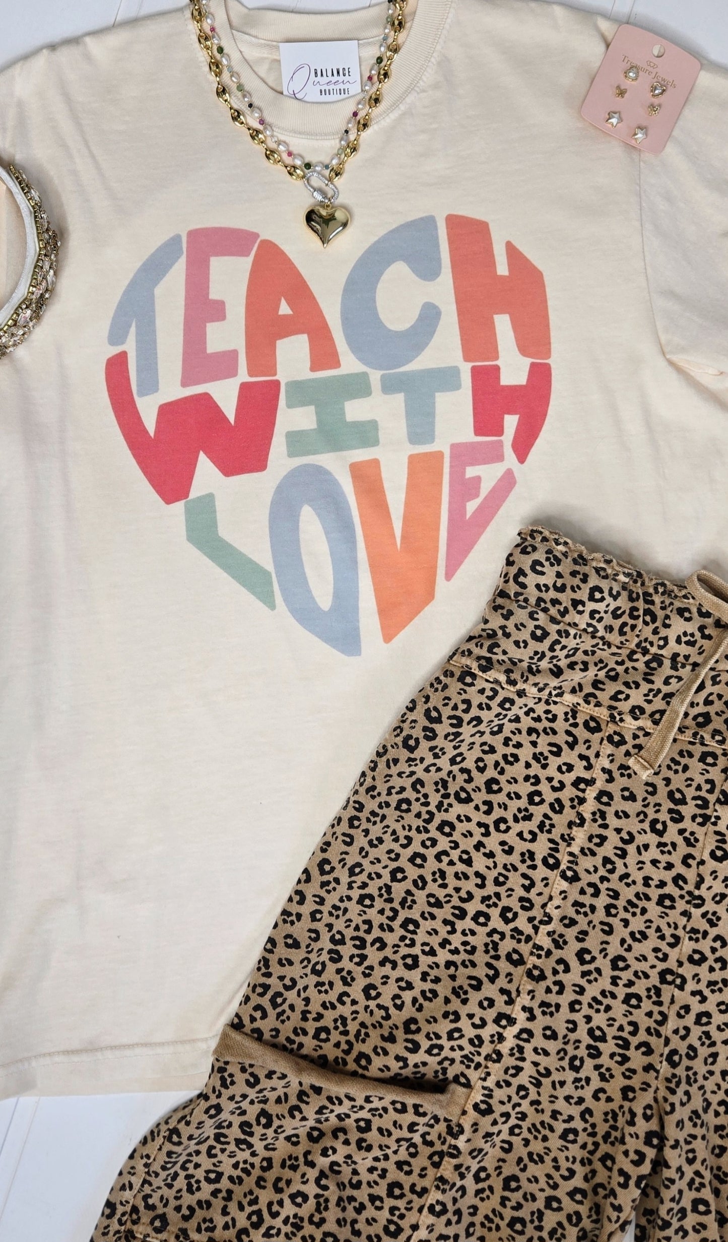 Teach With Love Heart Graphic Tee "Val"