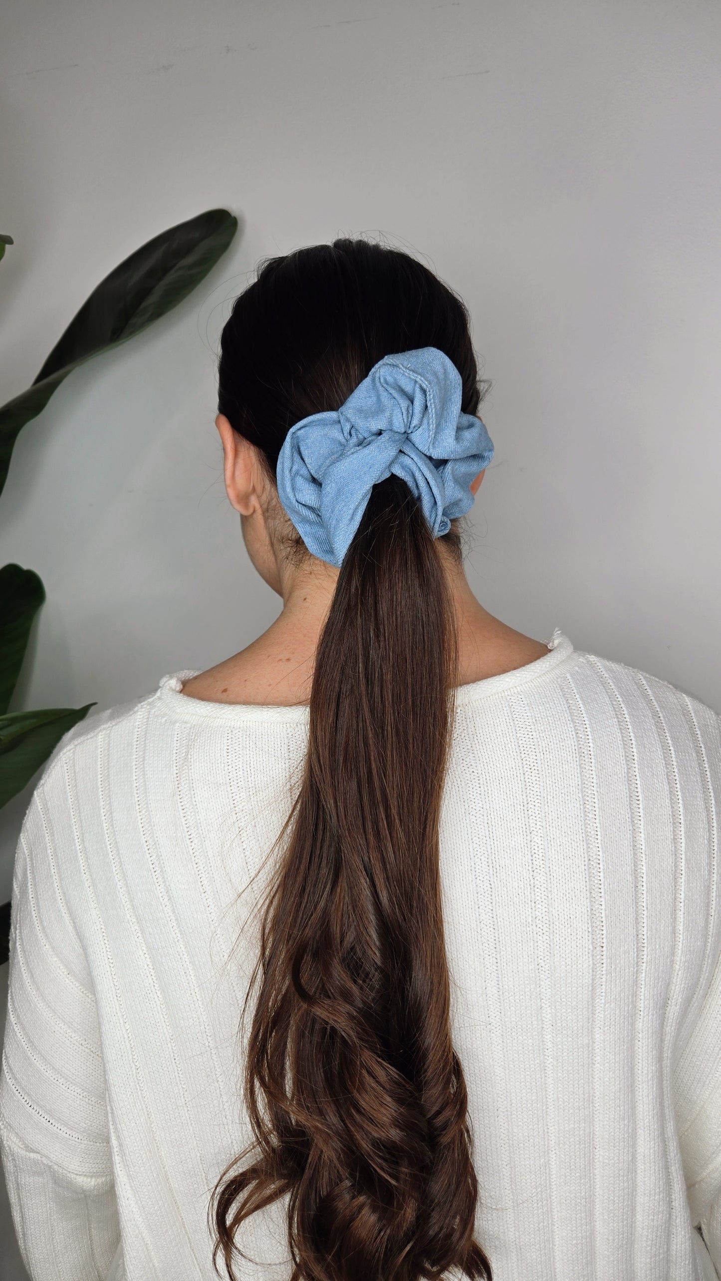 Baby Blue Jean Oversized Scrunchie