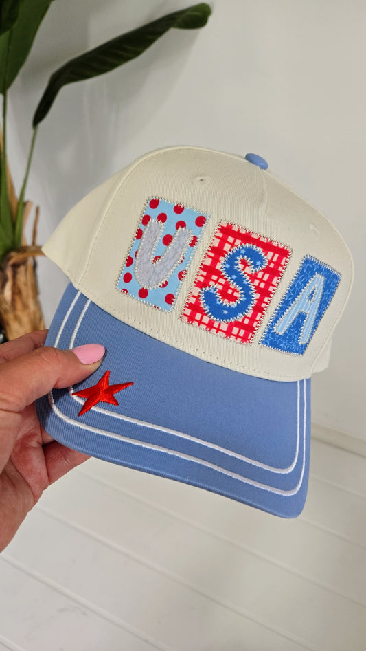 USA Patchwork Trucker Hat "Poppy"