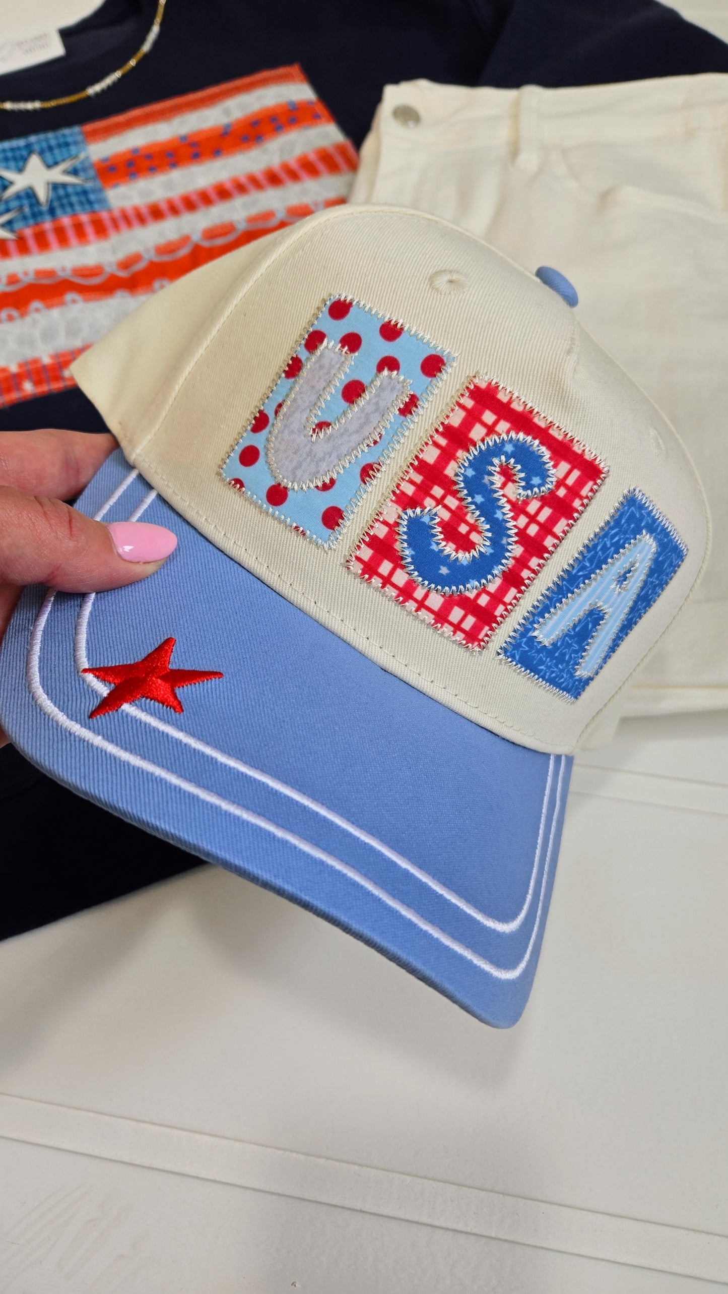 USA Patchwork Trucker Hat "Poppy"