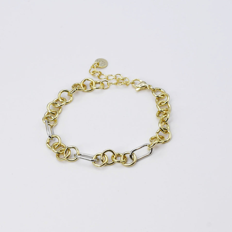 Gold Mixed Metal Link Bracelet