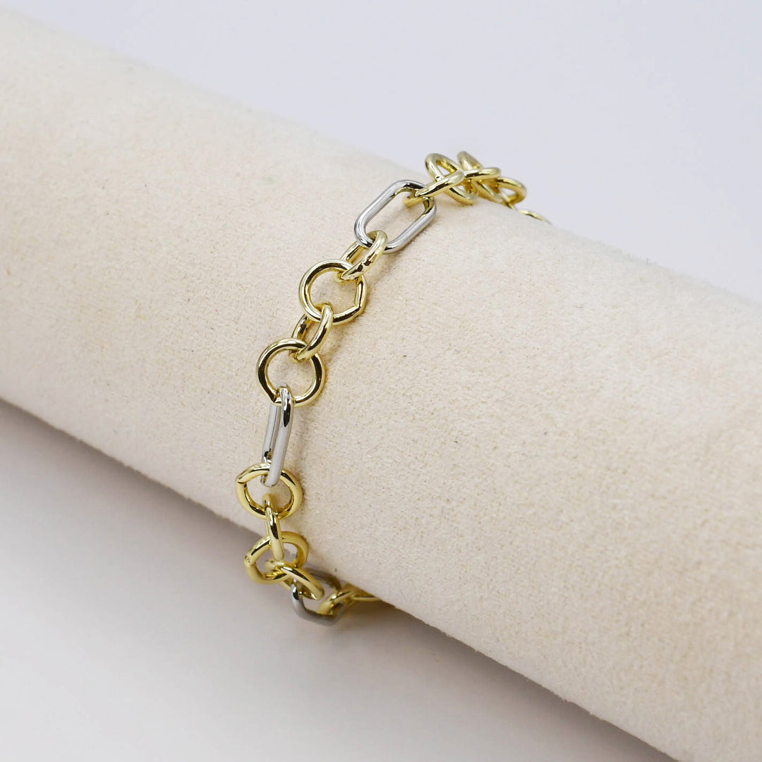 Gold Mixed Metal Link Bracelet