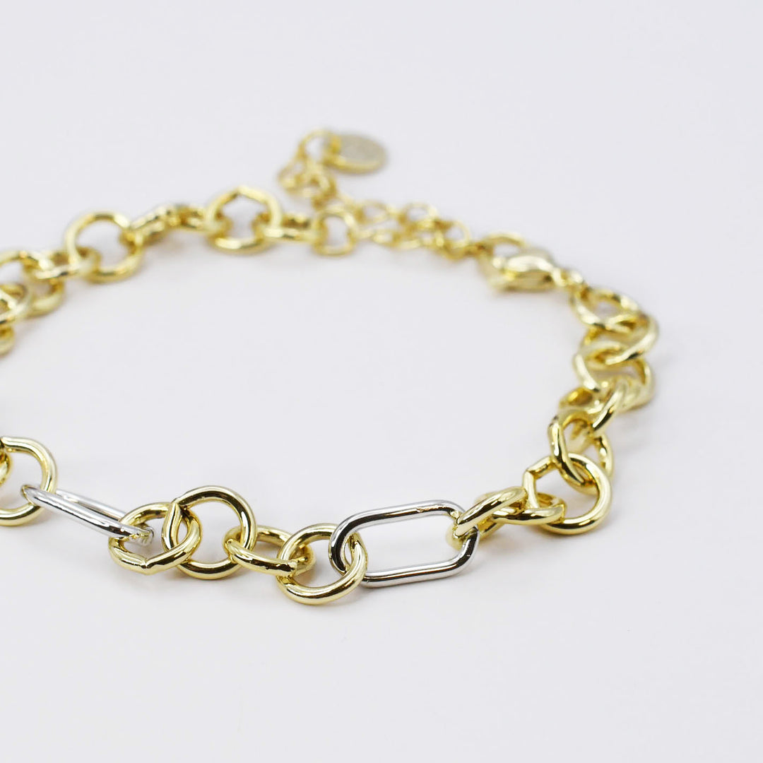 Gold Mixed Metal Link Bracelet