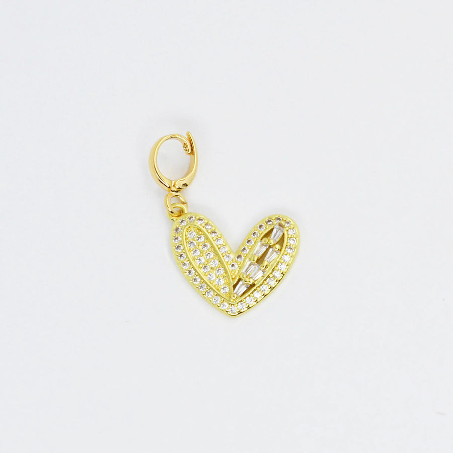 Gold Crystal Heart Charm