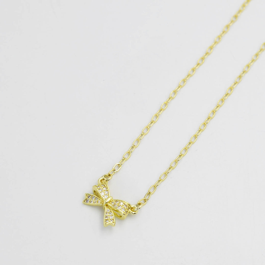 Sweet Bow Gold Necklace