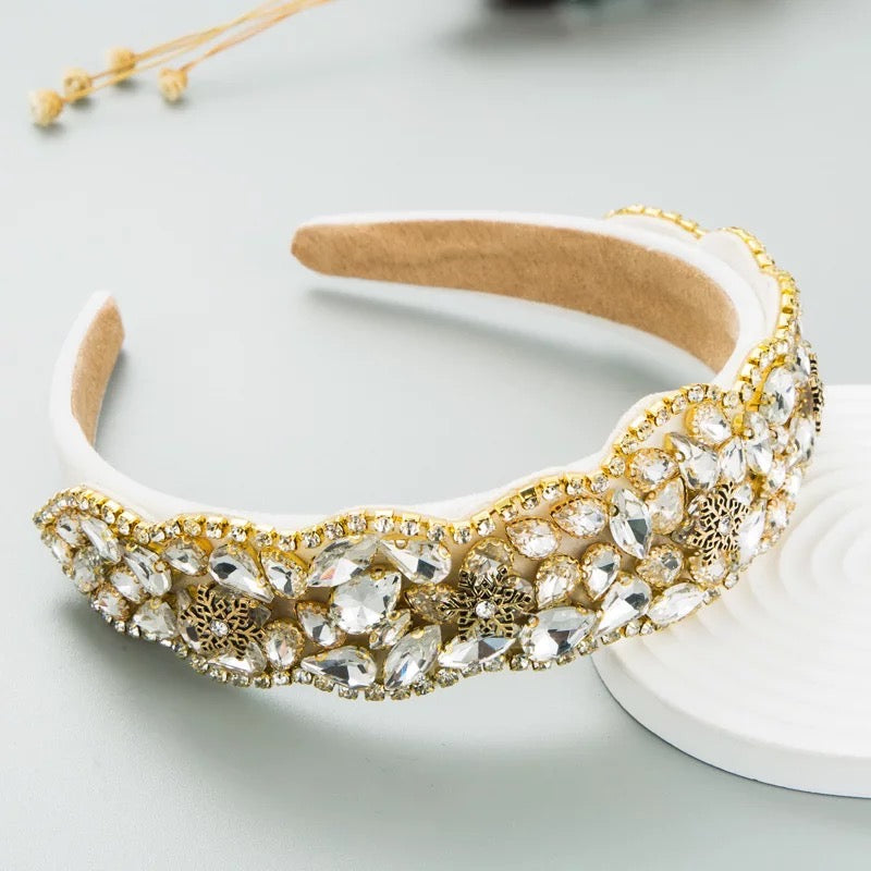 Cream Bejeweled Headband